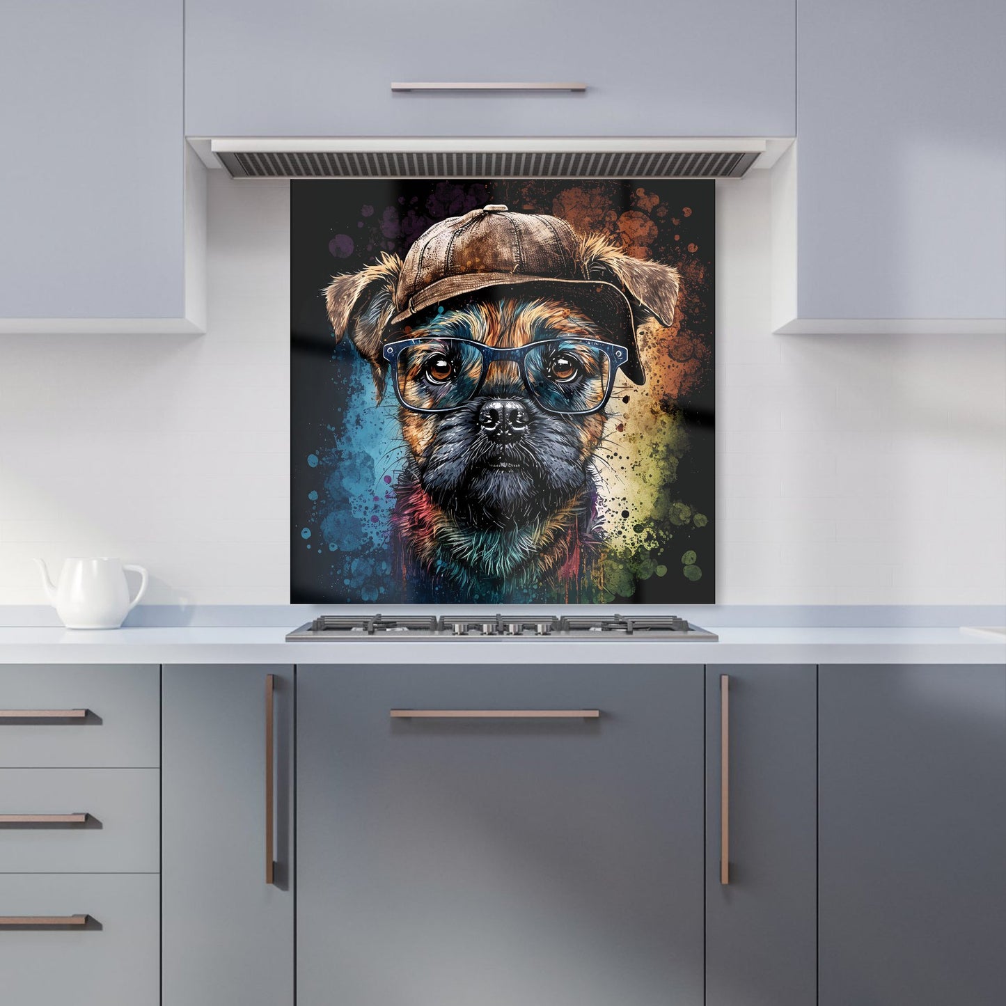 Border Terrier Dog Face Splashart Kitchen Splashback