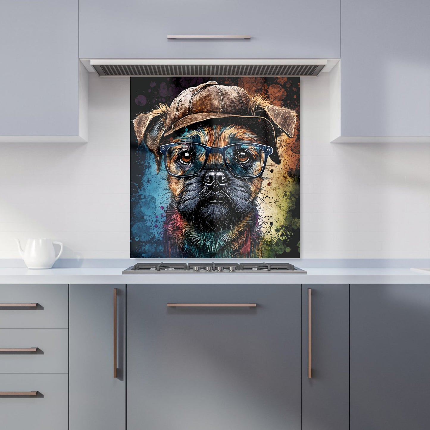 Border Terrier Dog Face Splashart Kitchen Splashback
