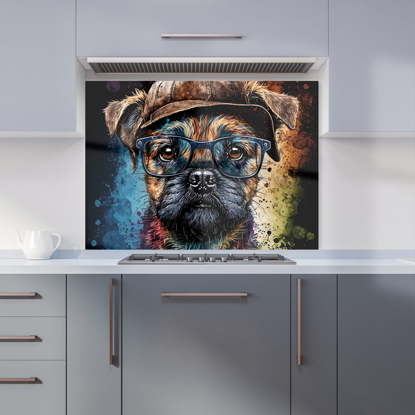 Border Terrier Dog Face Splashart Kitchen Splashback