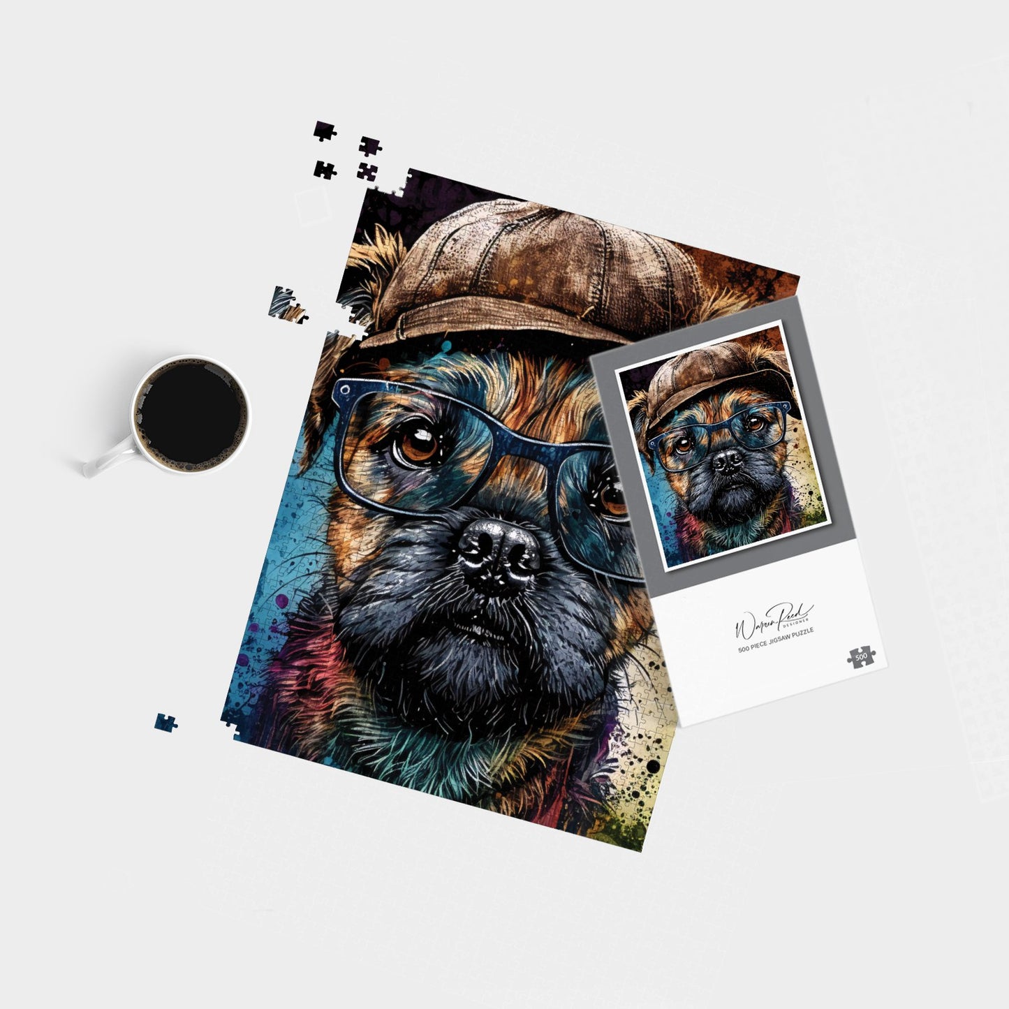 Border Terrier Dog Face Splashart Jigsaw Puzzle