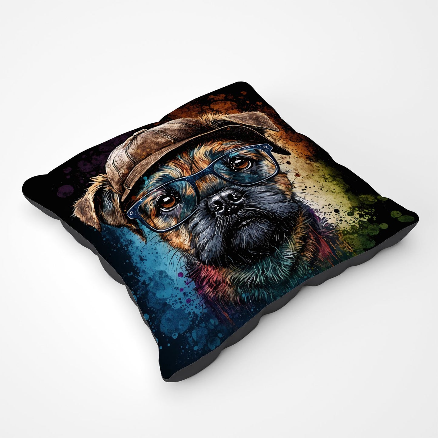 Border Terrier Dog Face Splashart Pet Bed