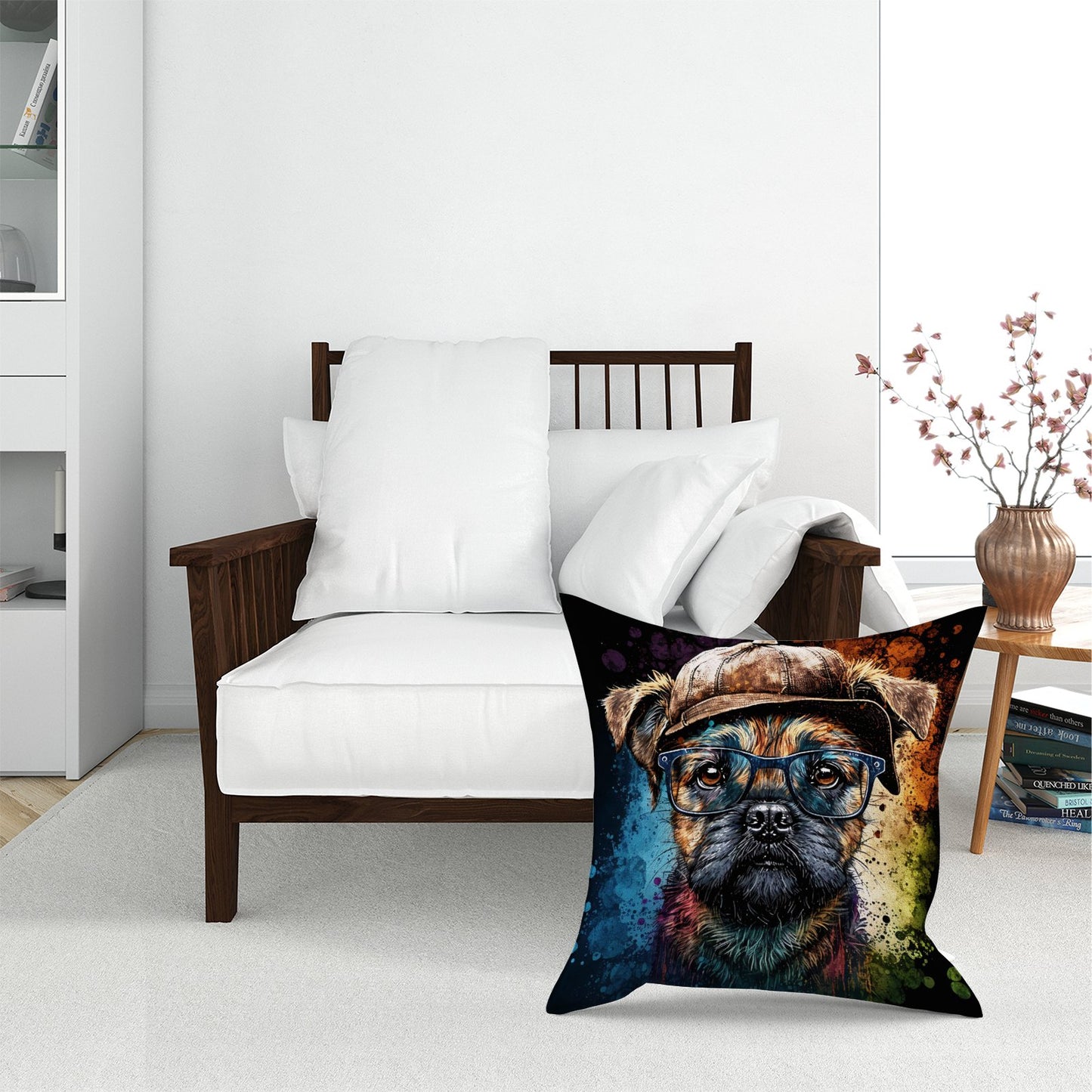 Border Terrier Dog Face Splashart Pet Bed