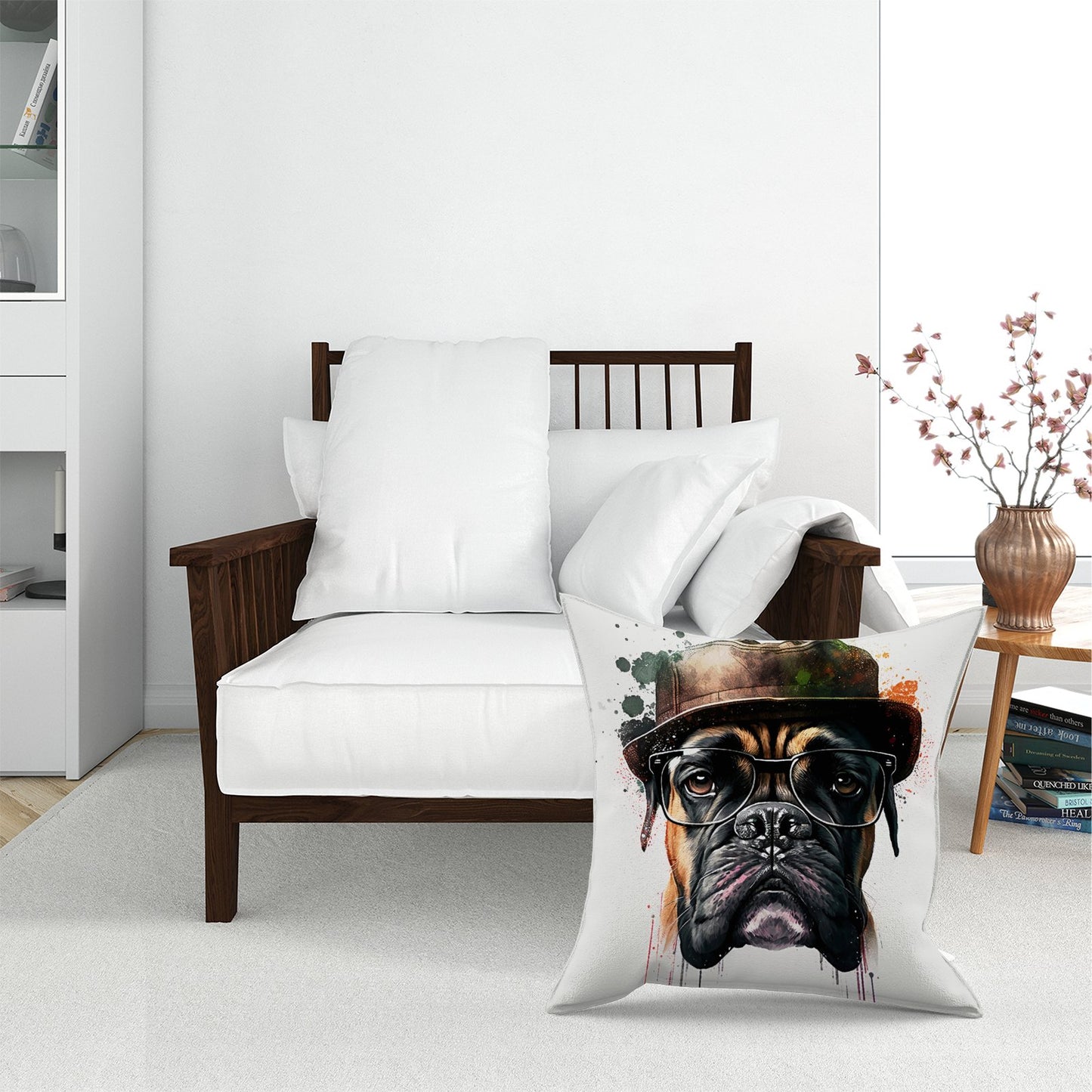 Boxer Dog With Glasses Splashart Pet Bed