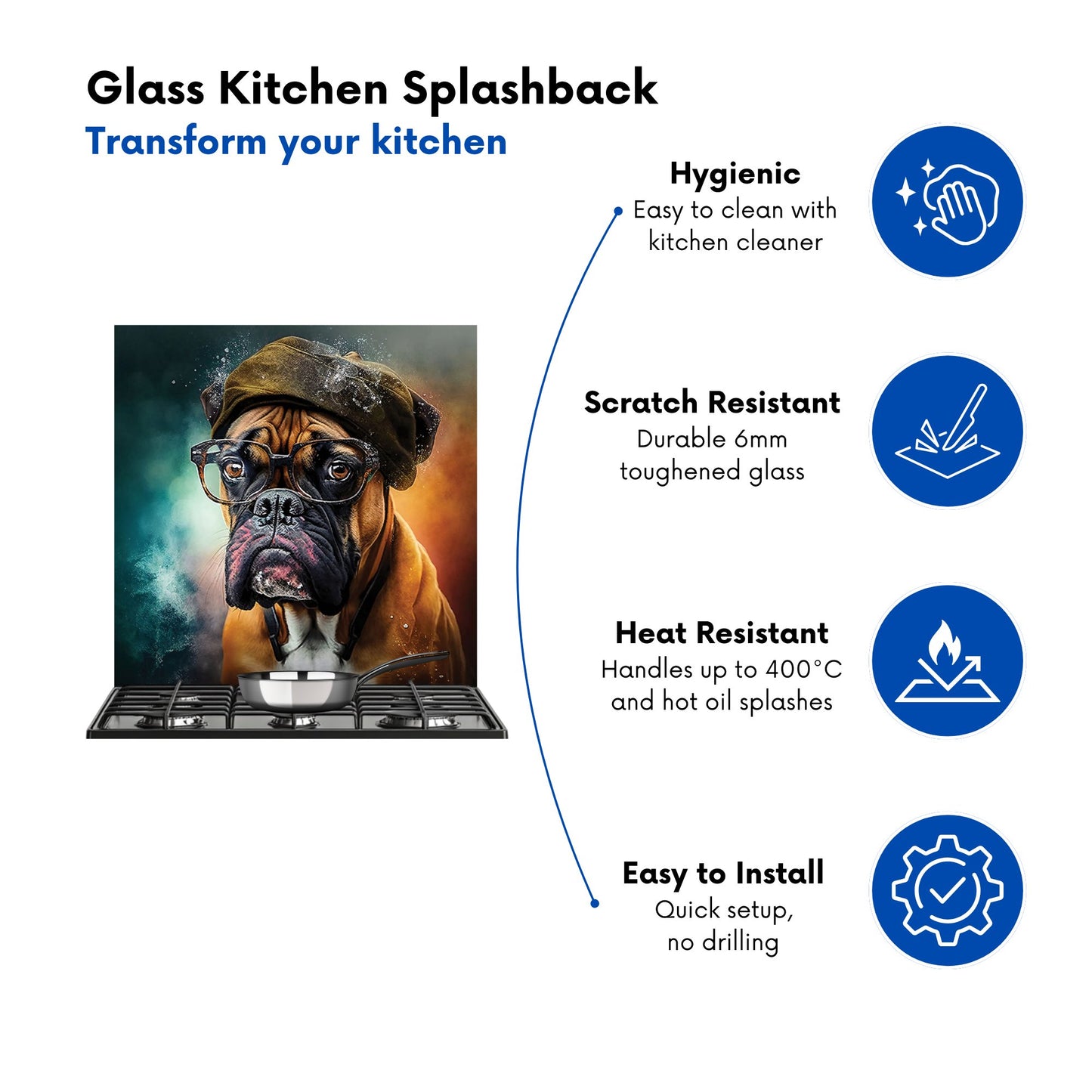 Boxer Dog Splashart Kitchen Splashback
