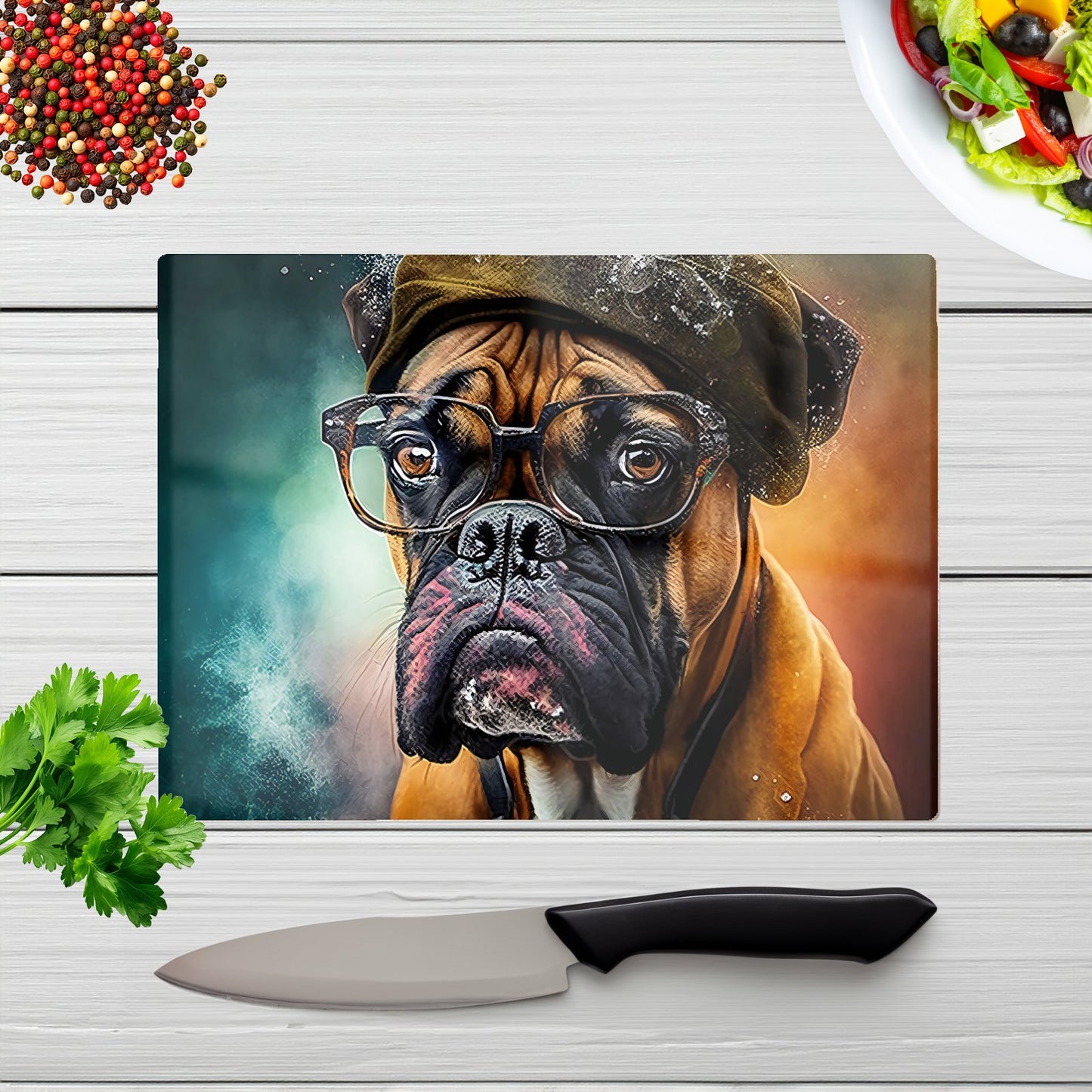 Boxer Dog Splashart Chopping Board