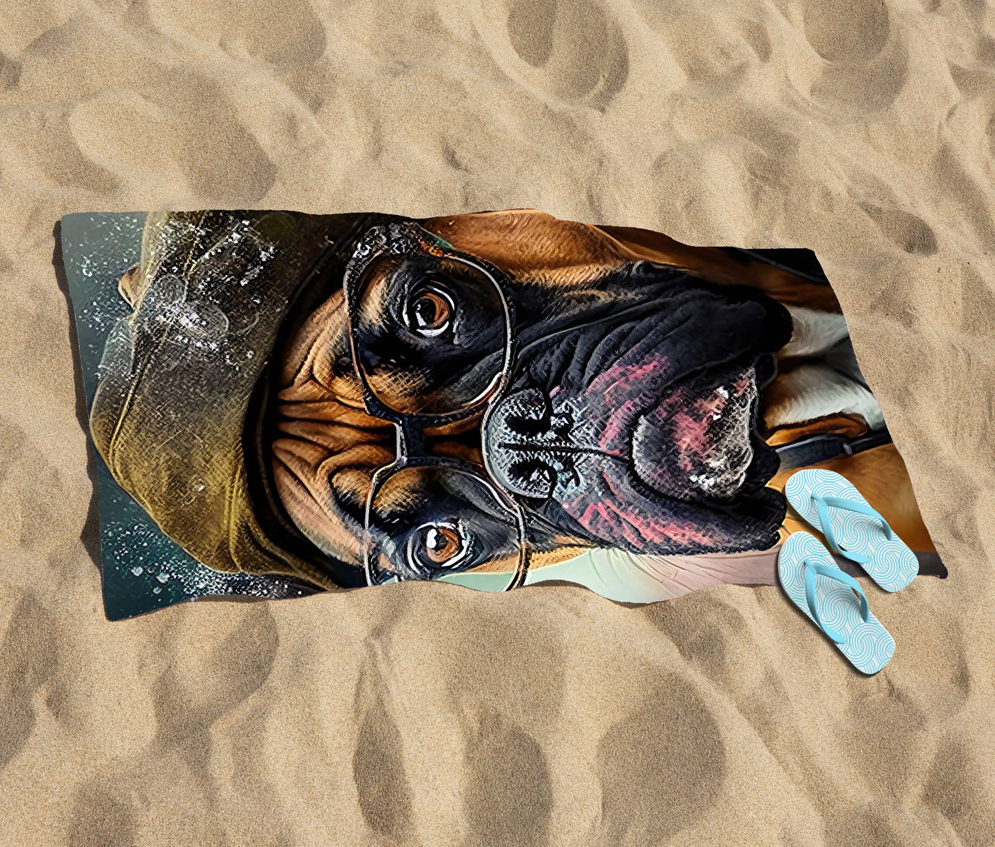 Boxer Dog Splashart Beach Towel