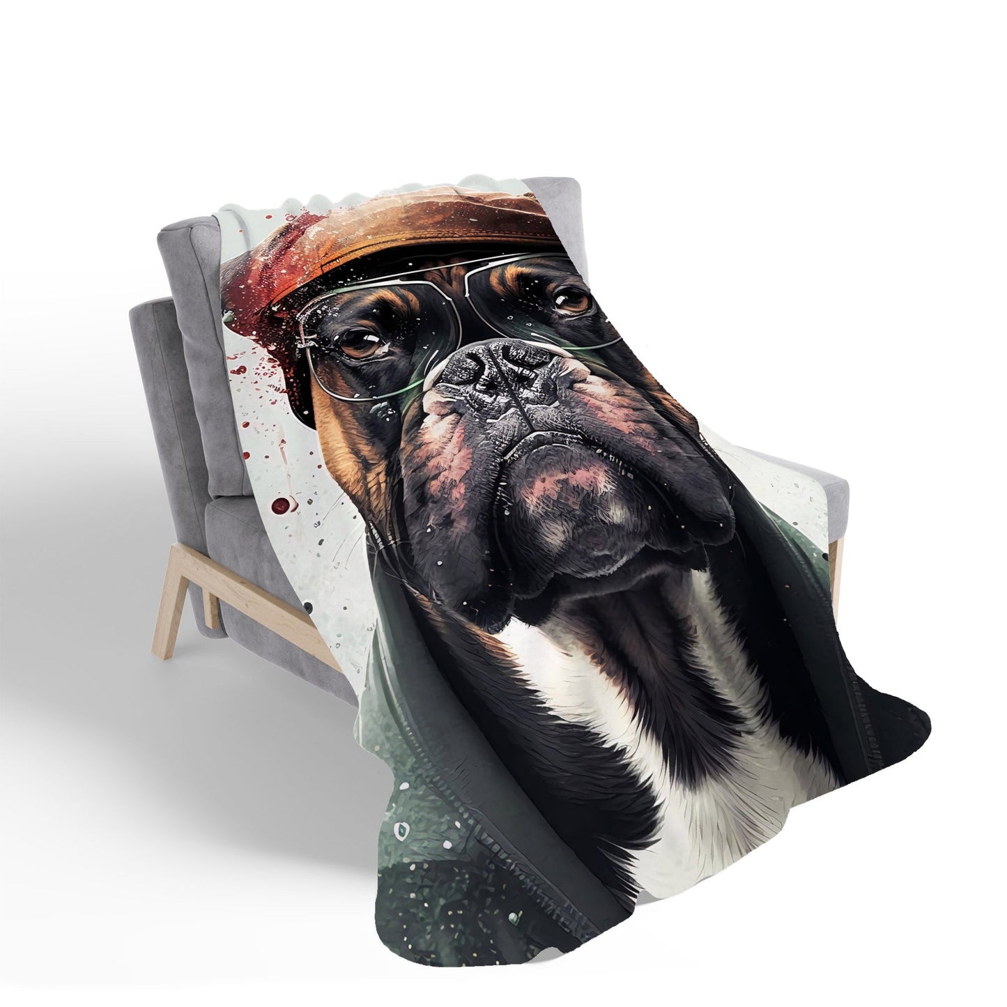 Boxer Dog With Hat Splashart Sherpa Blanket