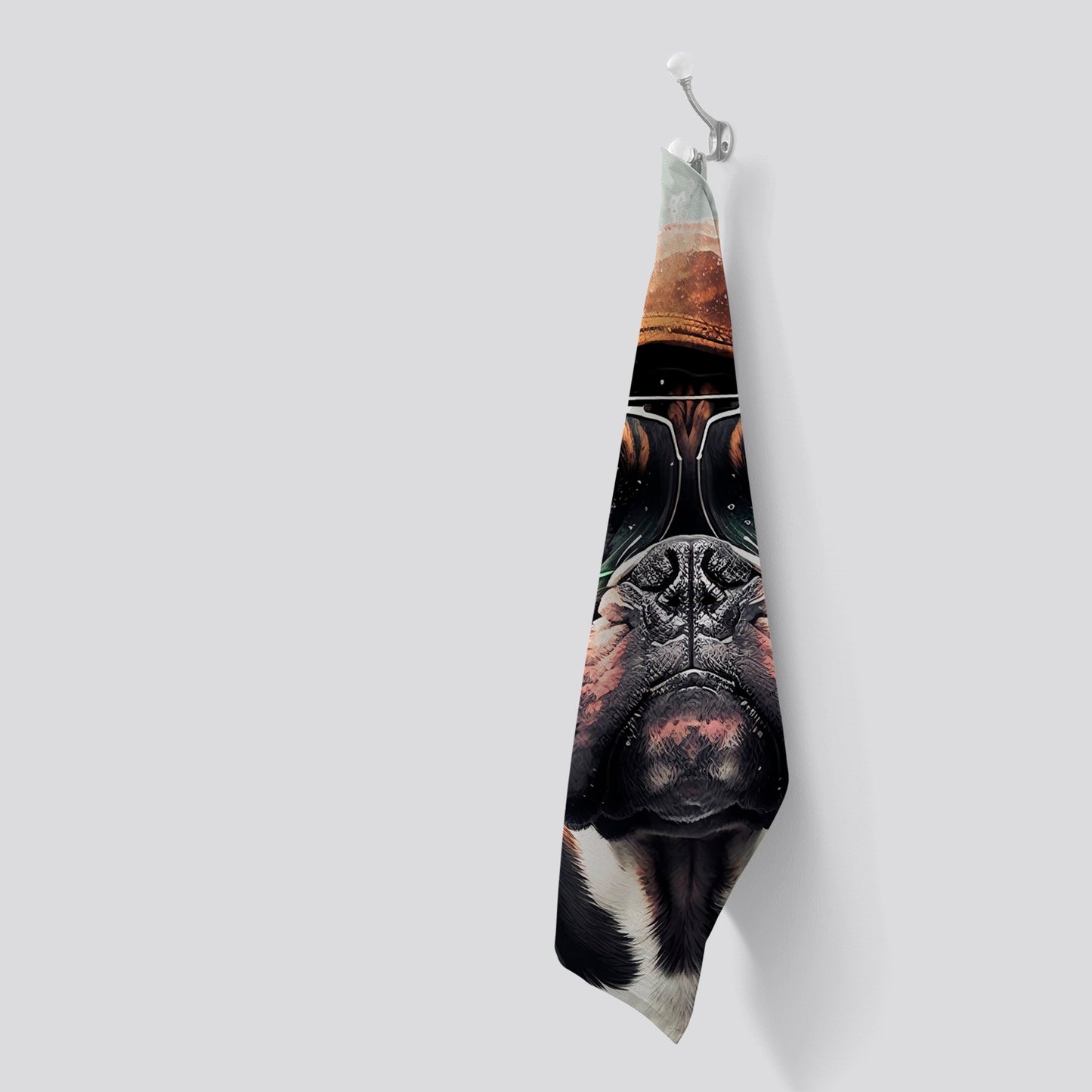 Boxer Dog With Hat Splashart Tea Towel