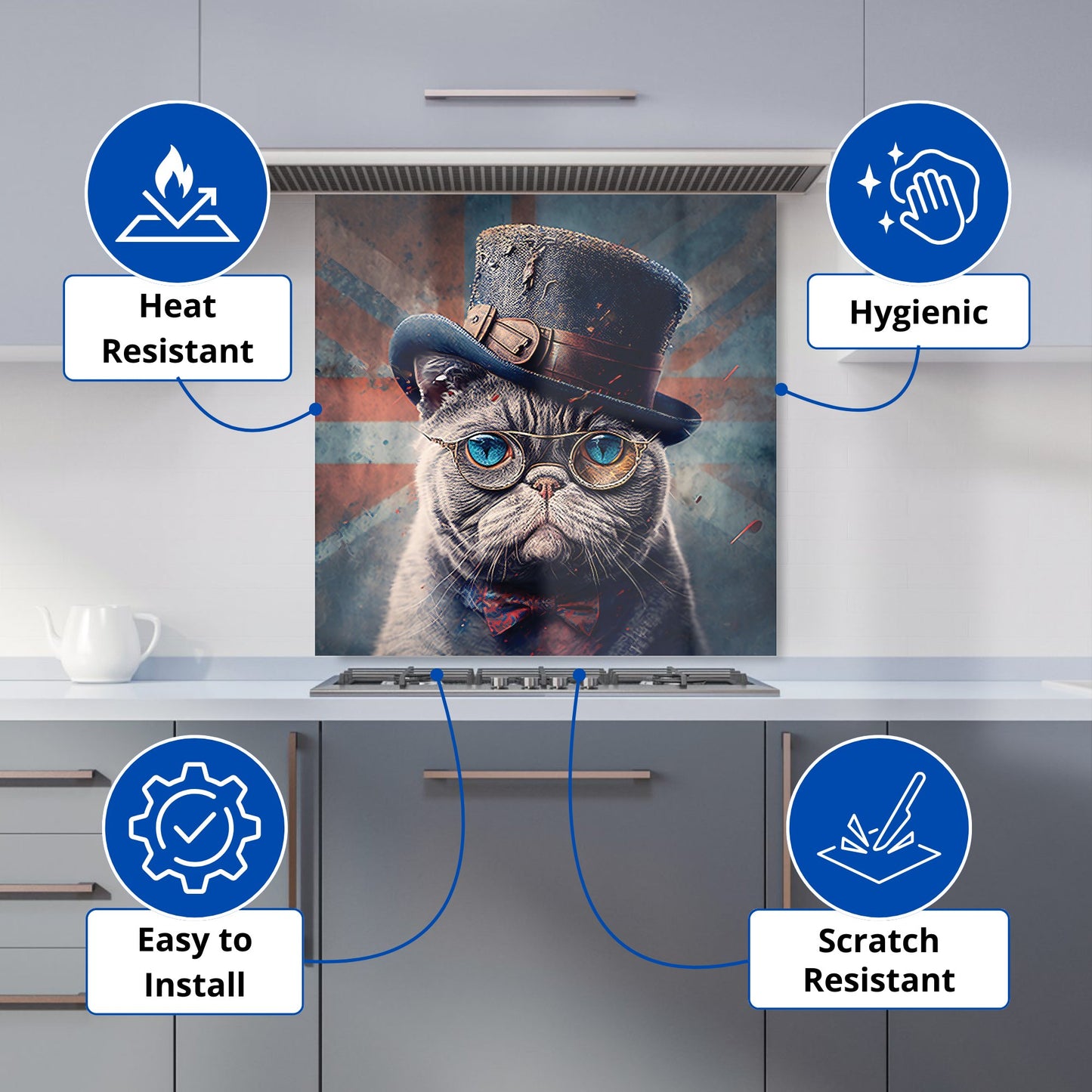 British Shorthair Cat Kitchen Splashback