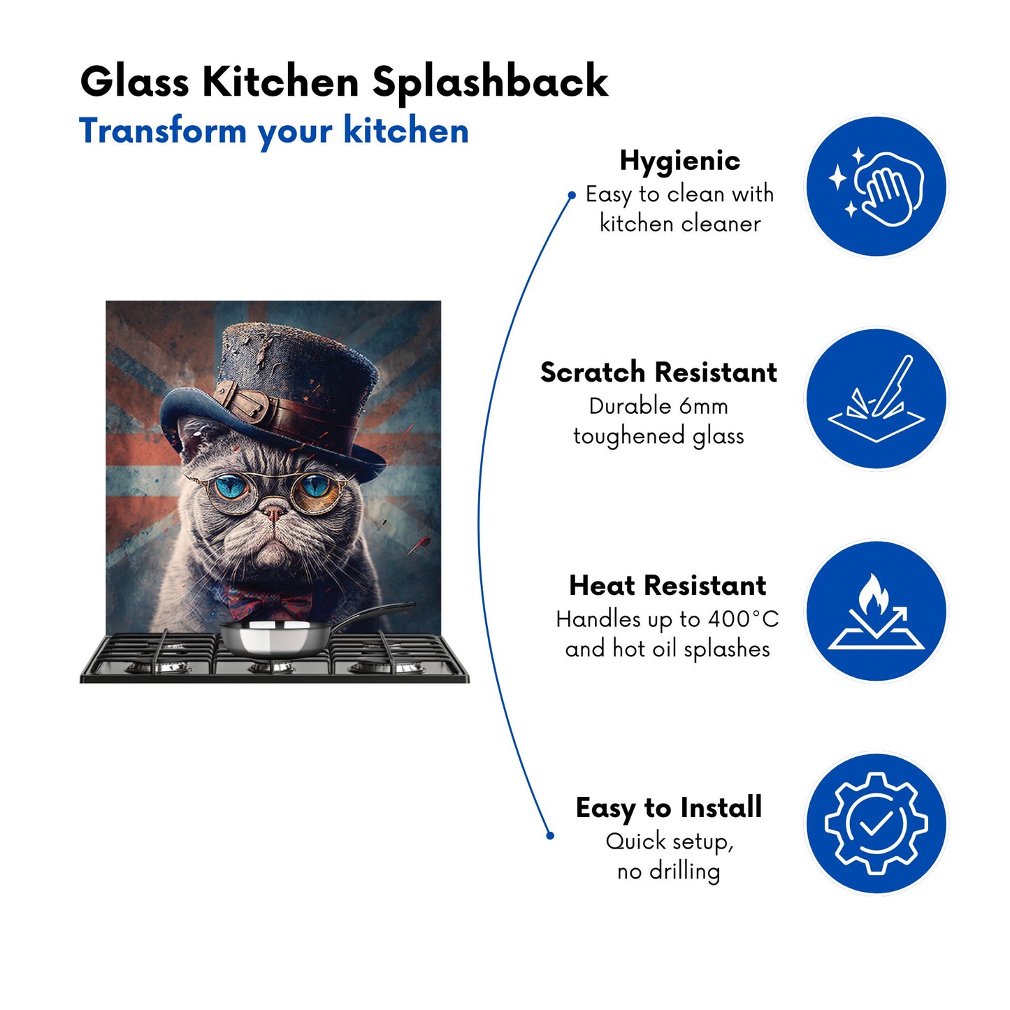 British Shorthair Cat Kitchen Splashback