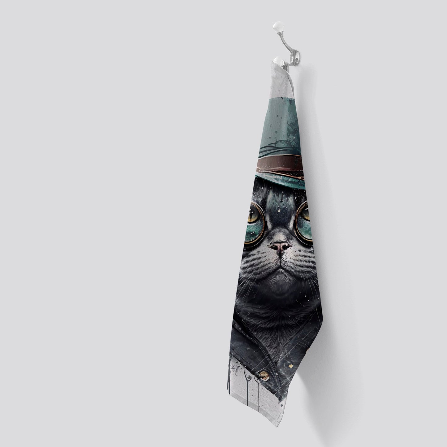 British Shorthair Cat With Glasses Splashart Tea Towel