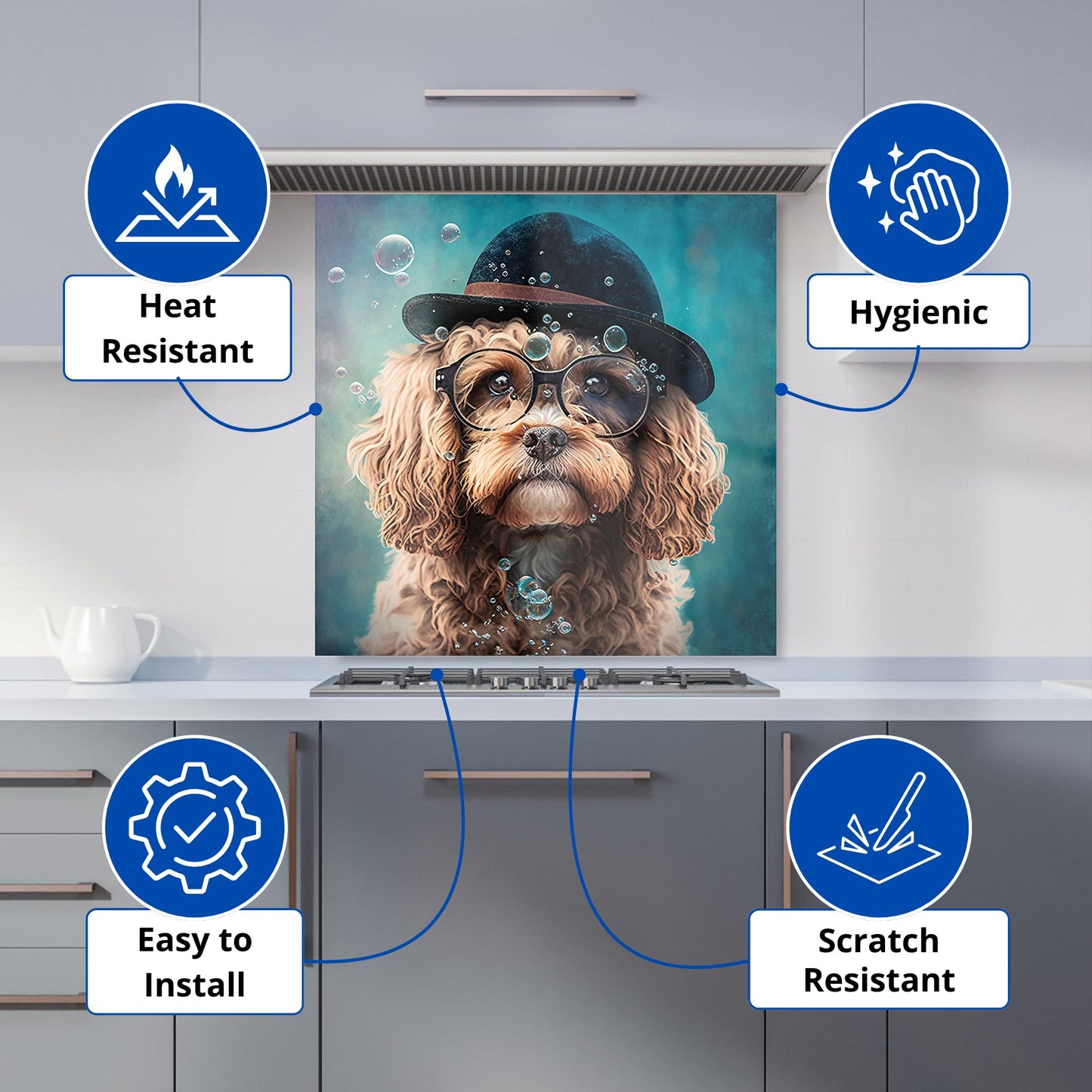 Cavapoo Dog Splashart Kitchen Splashback