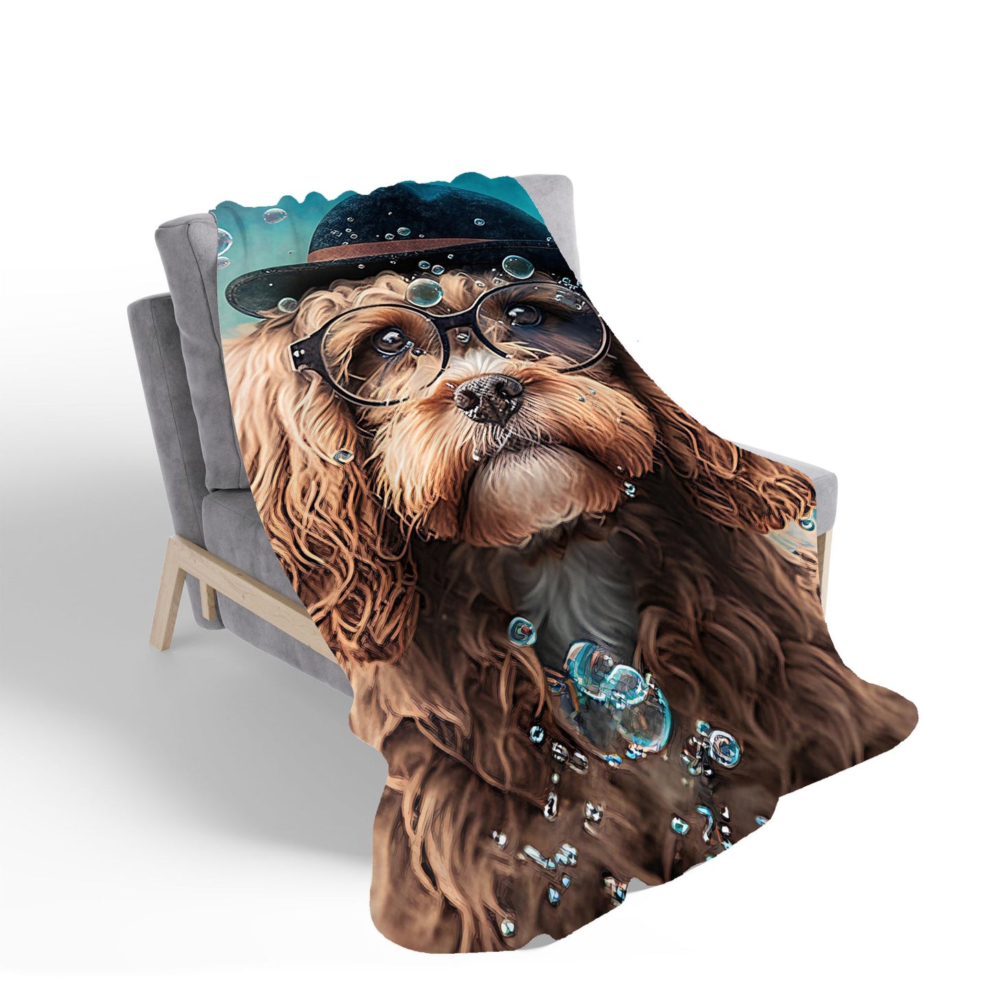 Cavapoo Dog Splashart Sherpa Blanket