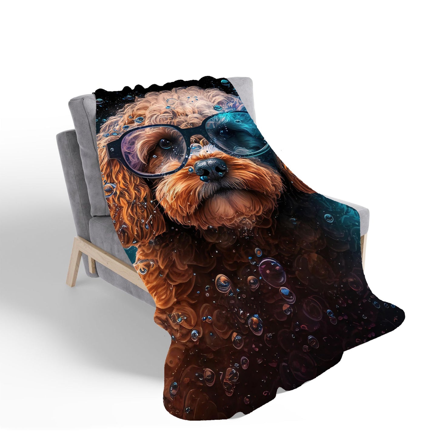 Cavapoo Dog Face Splashart Sherpa Blanket