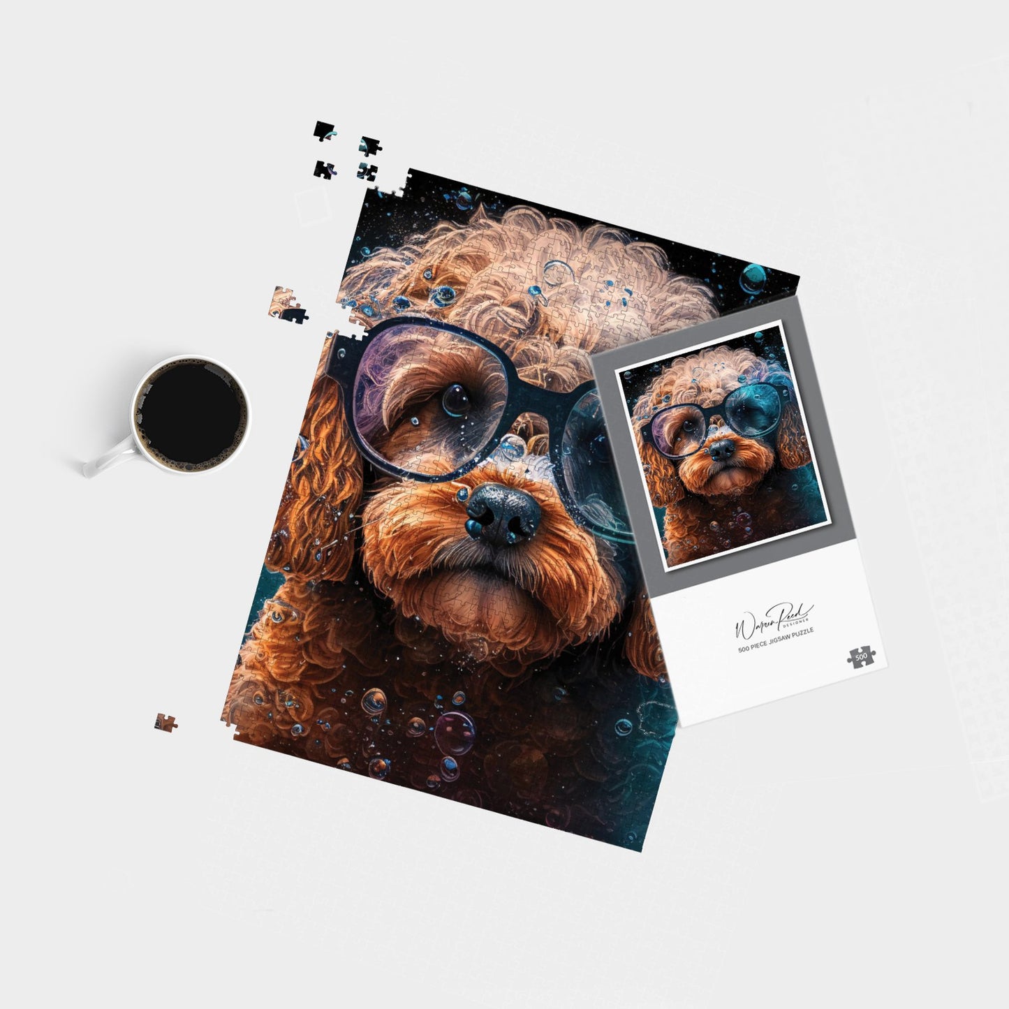 Cavapoo Dog Face Splashart Jigsaw Puzzle