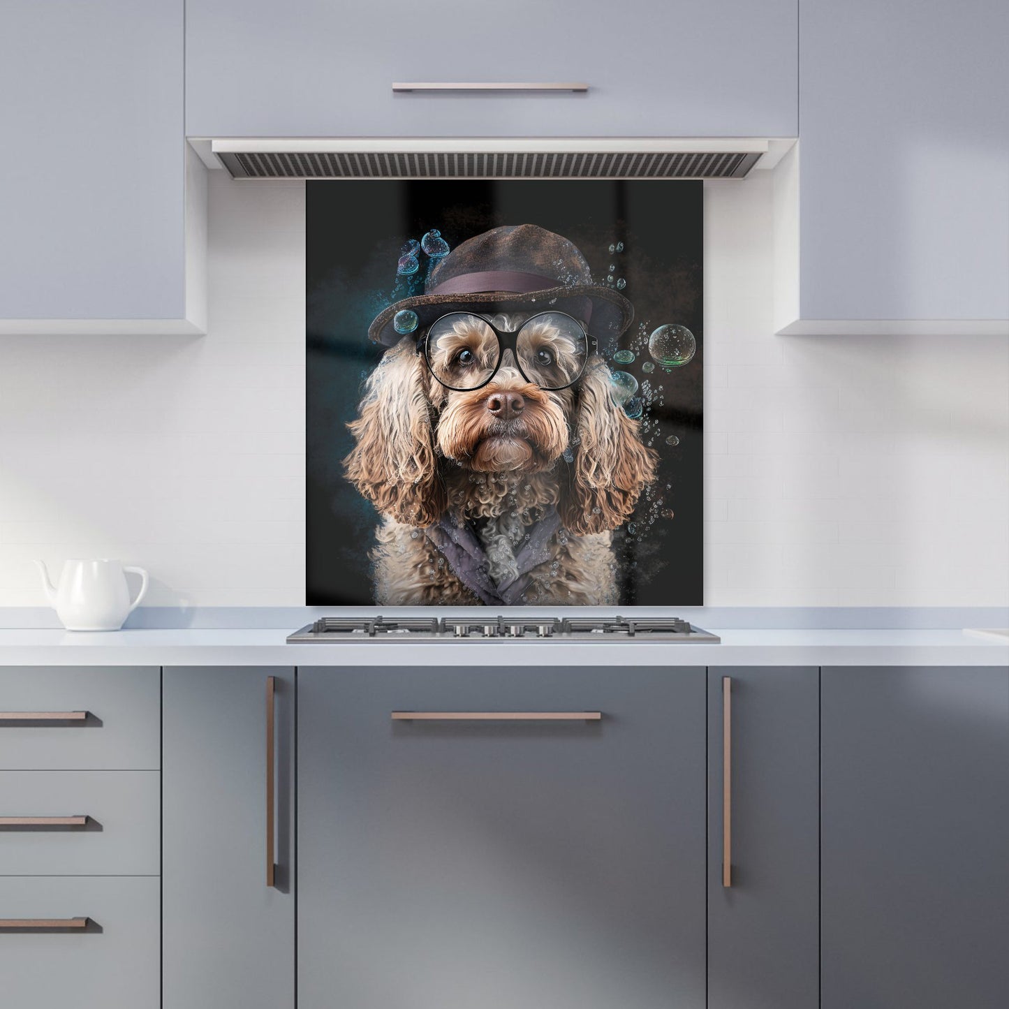 Cockapoo Dog With Glasses Splashart Kitchen Splashback