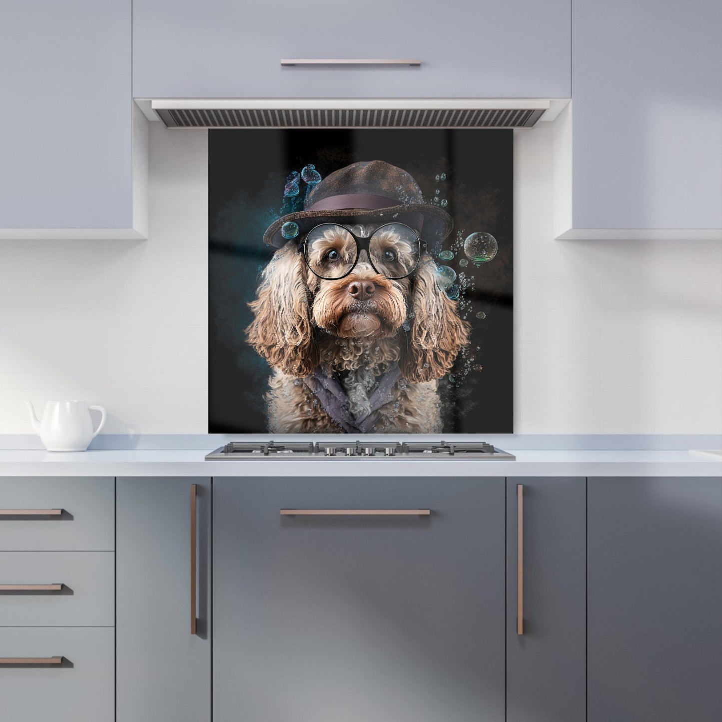 Cockapoo Dog With Glasses Splashart Kitchen Splashback
