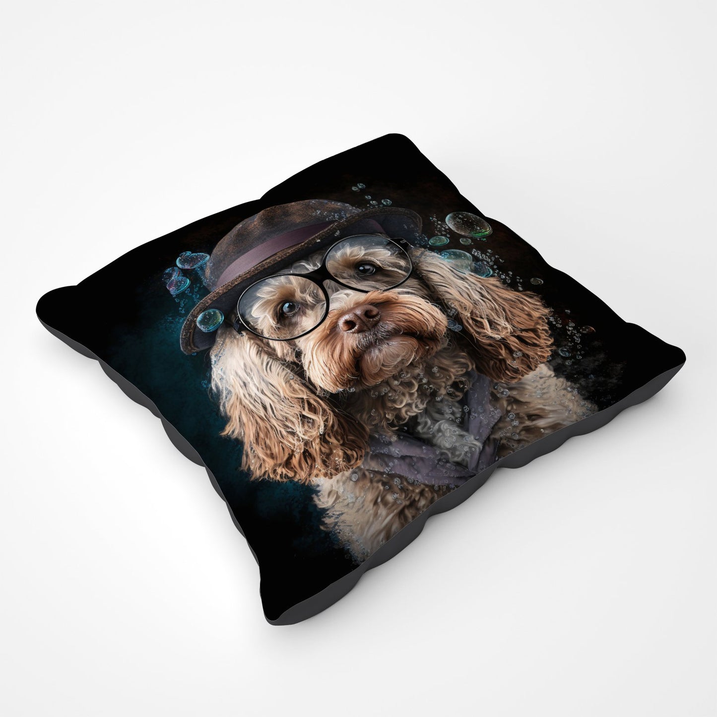 Cockapoo Dog With Glasses Splashart Pet Bed