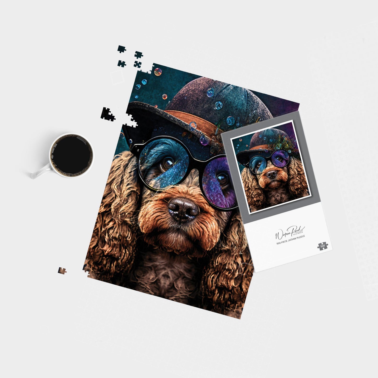 Cockapoo Dog Face Splashart Jigsaw Puzzle
