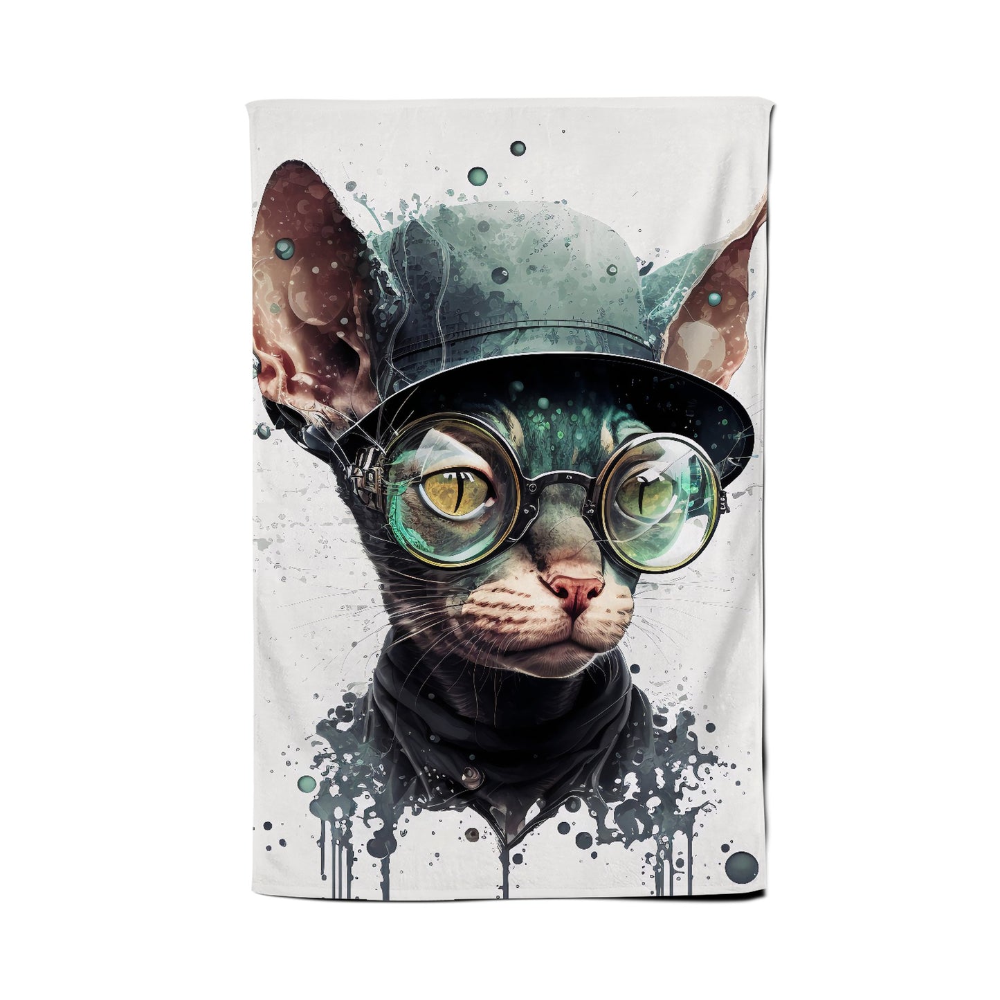 Cornish Rex Cat Splashart Tea Towel