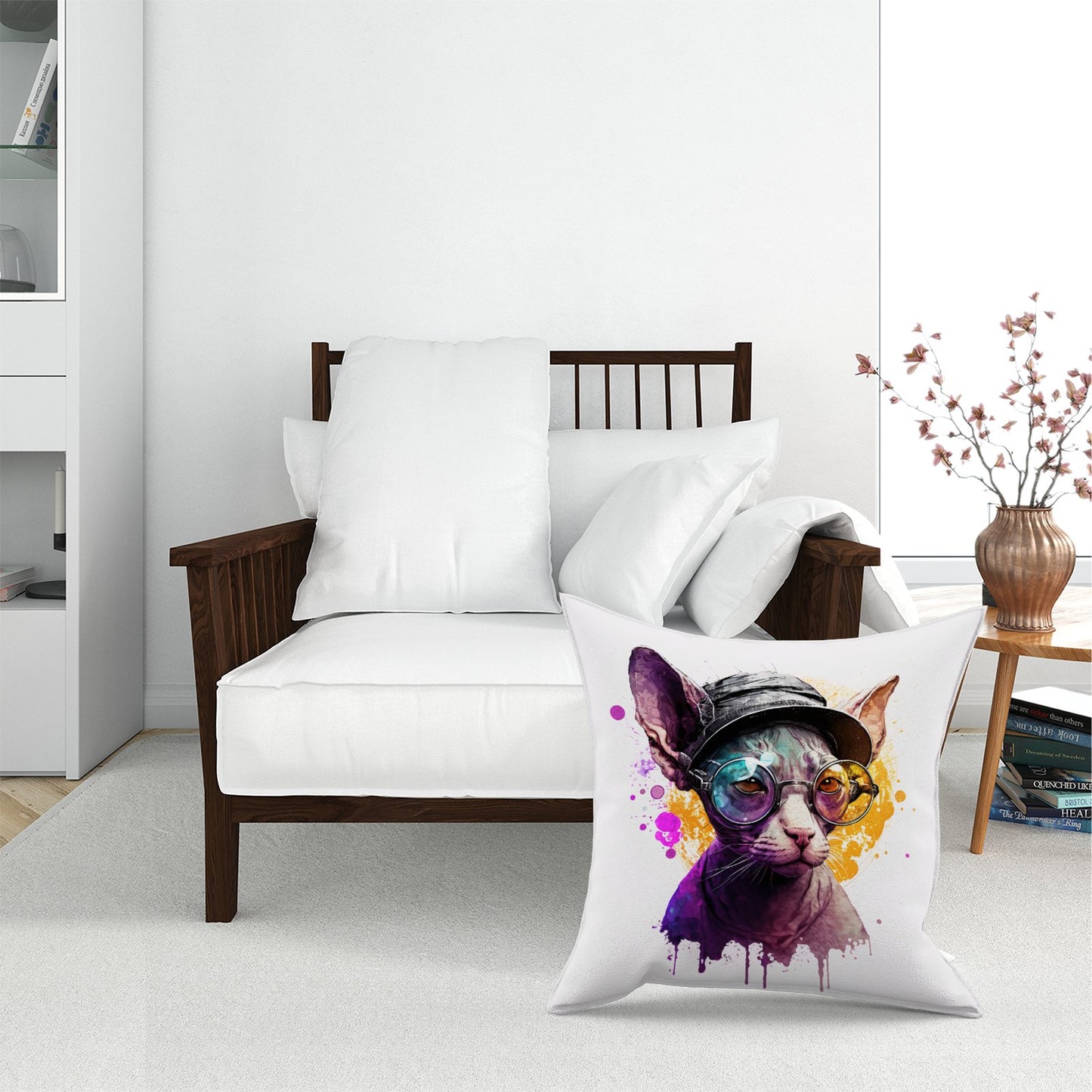Cornish Rex With Glasses Splashart Pet Bed