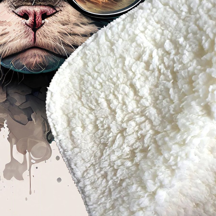 Devon Rex Cat With Glasses Splashart Sherpa Blanket