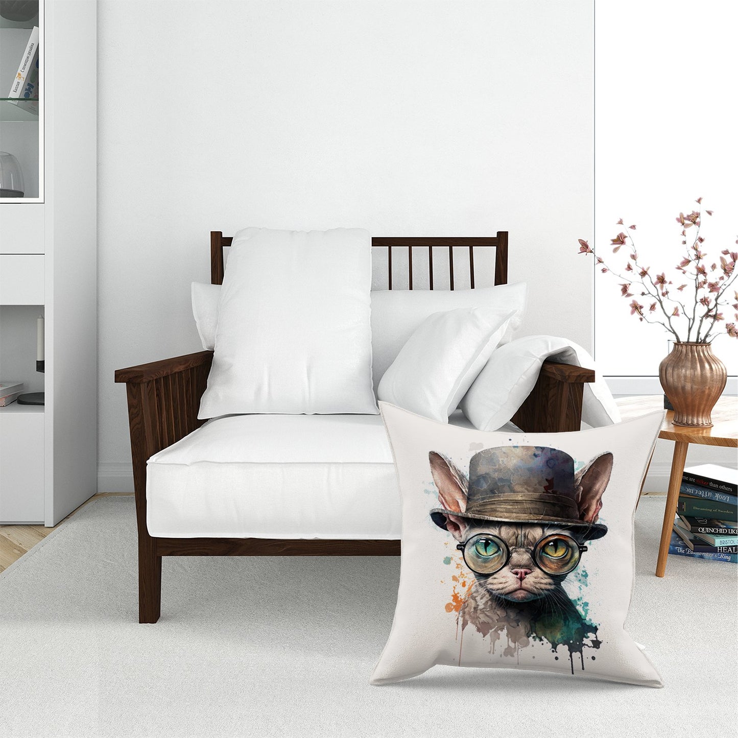 Devon Rex Cat With Glasses Splashart Ped Bed