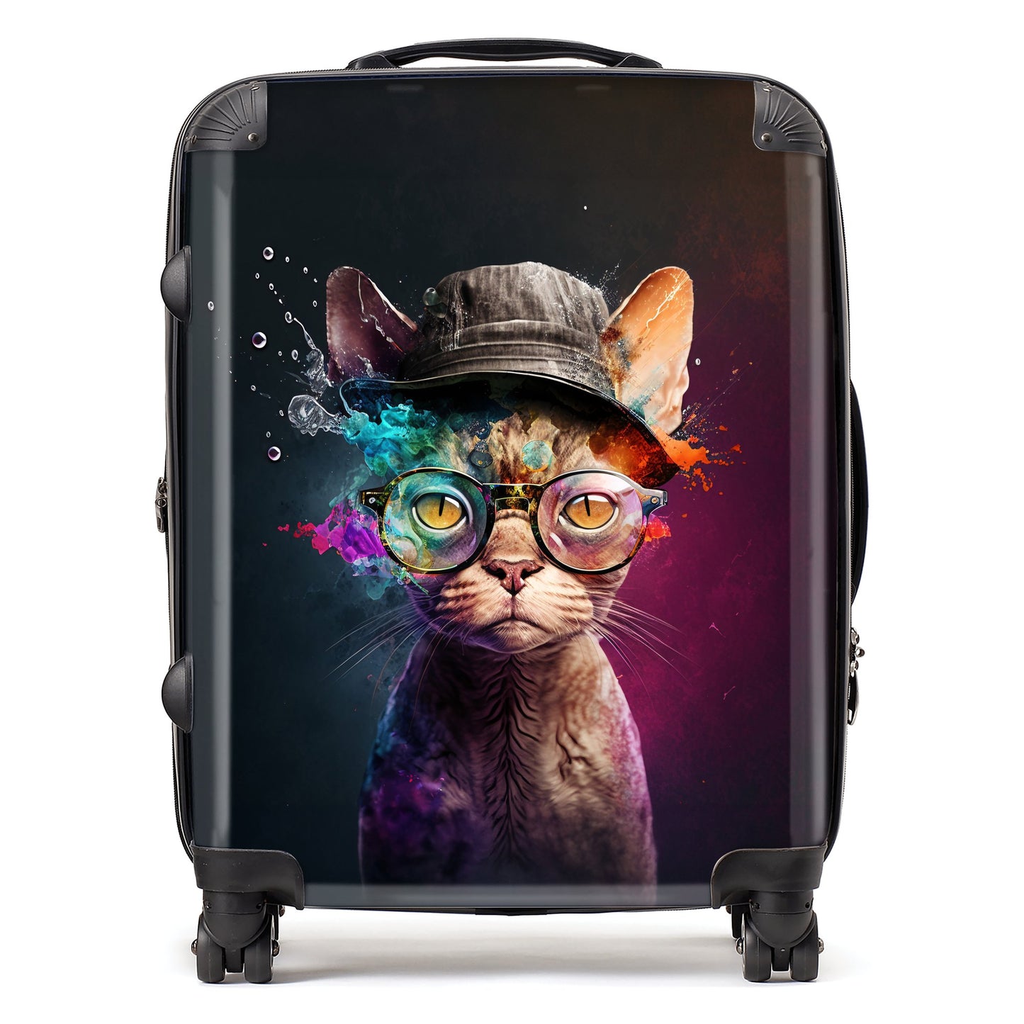 Devon Rex Cat With Hat Splashart Suitcase