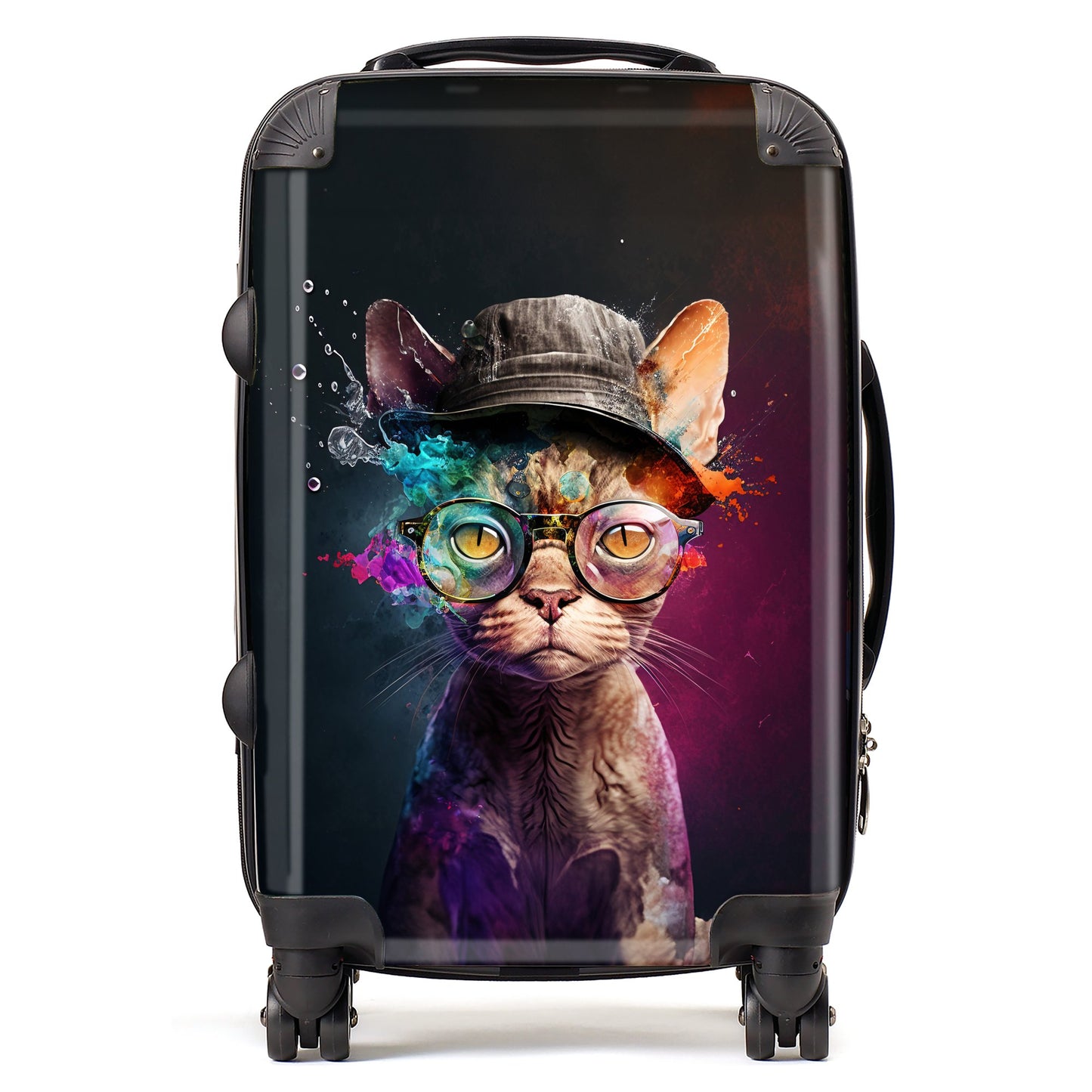 Devon Rex Cat With Hat Splashart Suitcase
