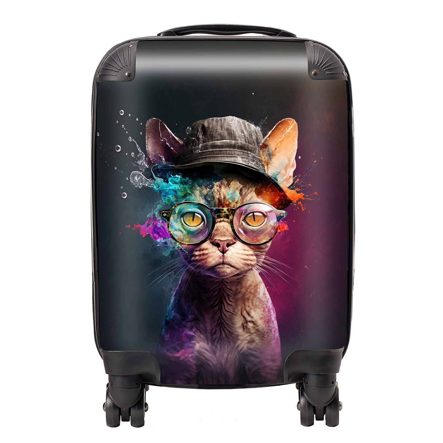 Devon Rex Cat With Hat Splashart Suitcase