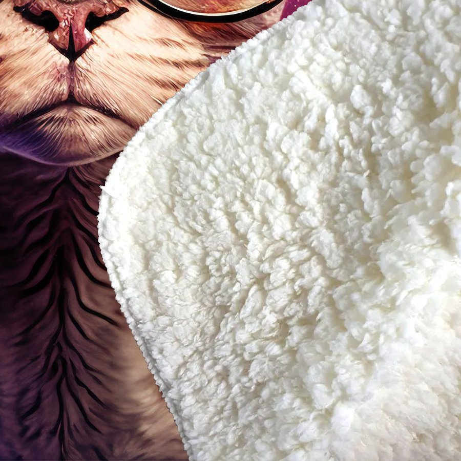 Devon Rex Cat With Hat Splashart Sherpa Blanket