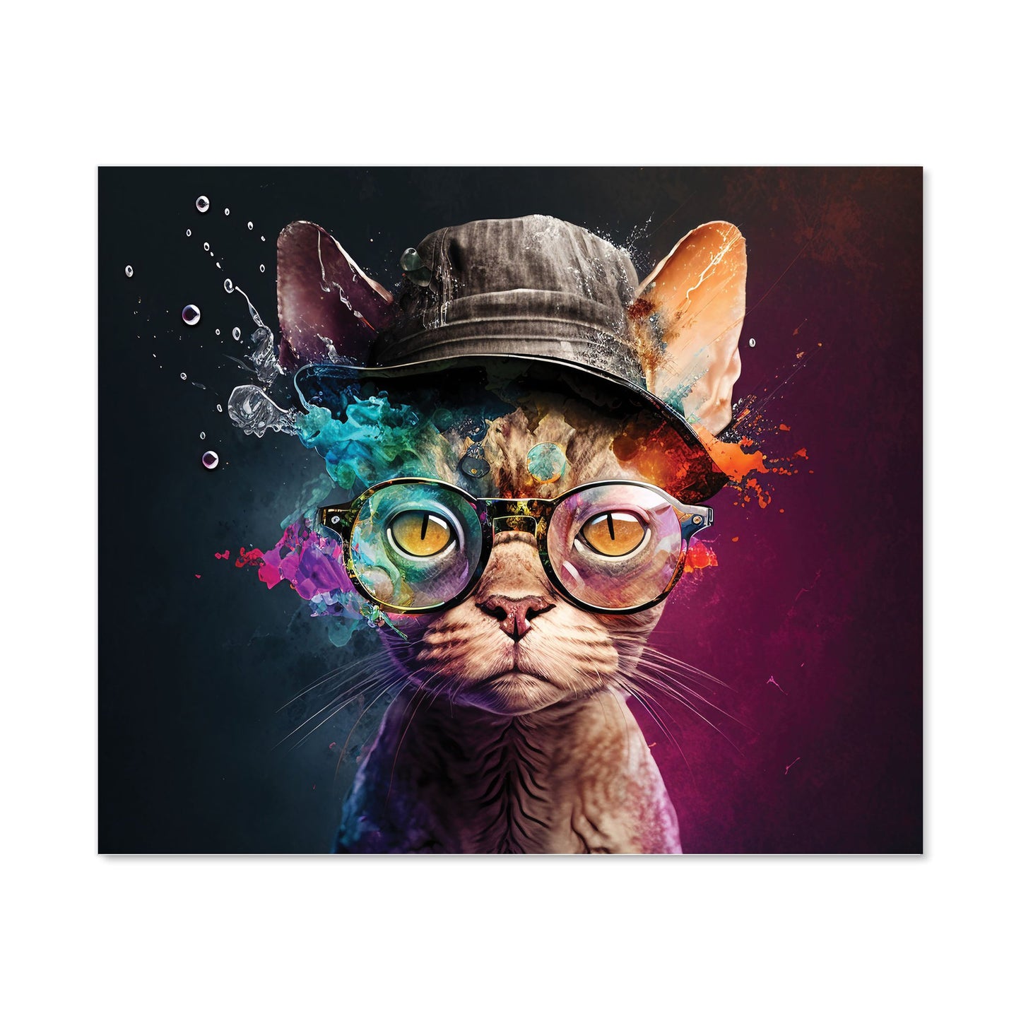 Devon Rex Cat With Hat Splashart Kitchen Splashback