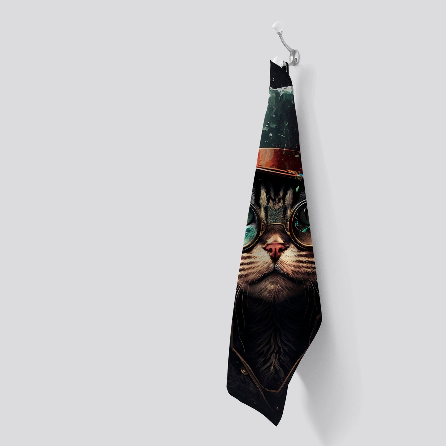 Cat With Glasses Splashart Tea Towel