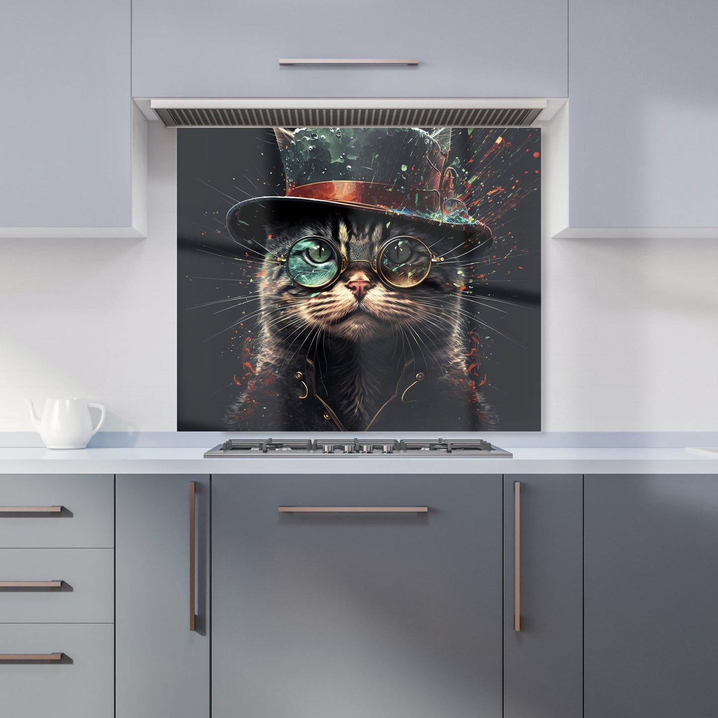 Cat With Glasses Splashart Kitchen Splashback