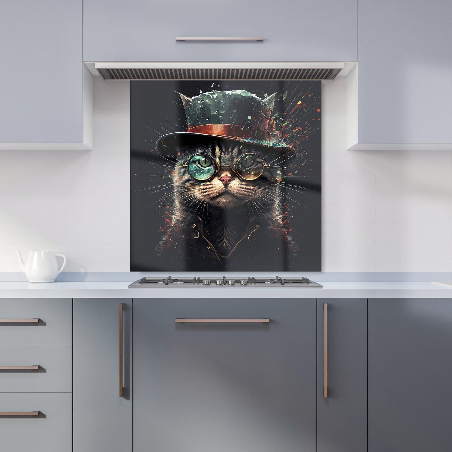 Cat With Glasses Splashart Kitchen Splashback