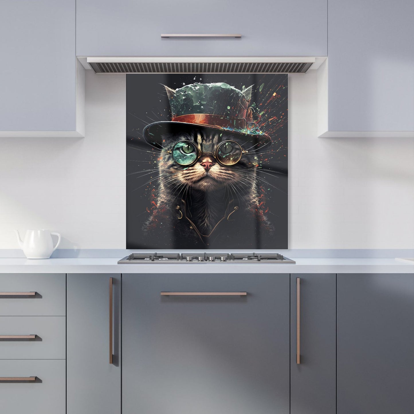 Cat With Glasses Splashart Kitchen Splashback