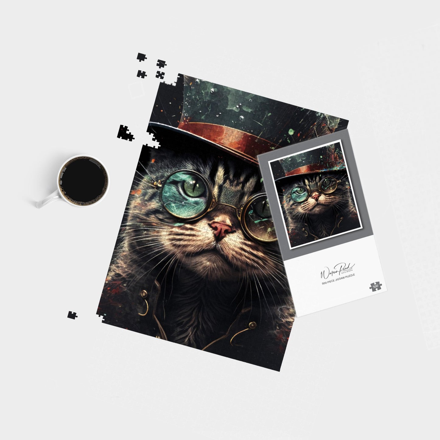Cat With Glasses Splashart Jigsaw Puzzle