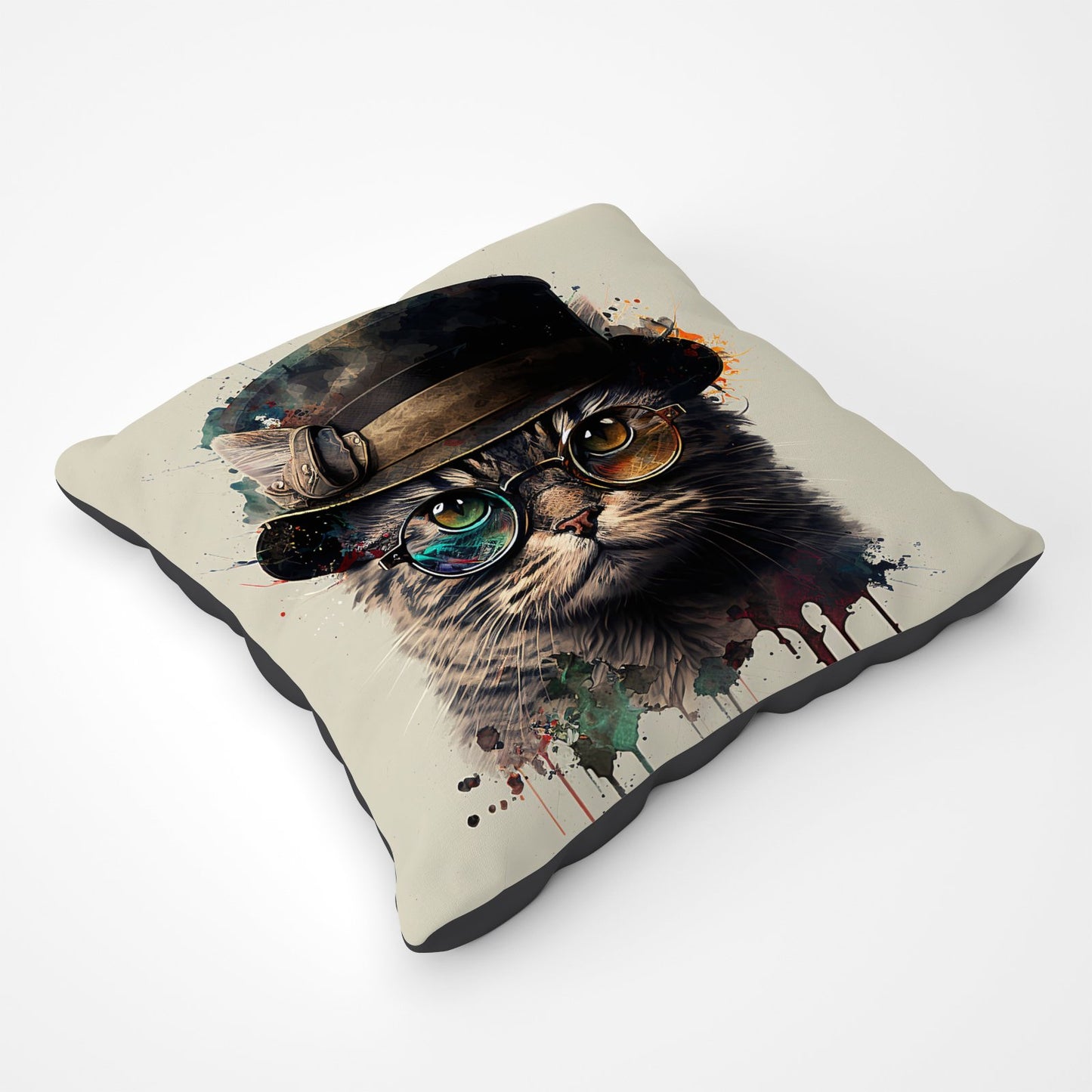 Cat With Glasses And Hat Splashart Pet Bed