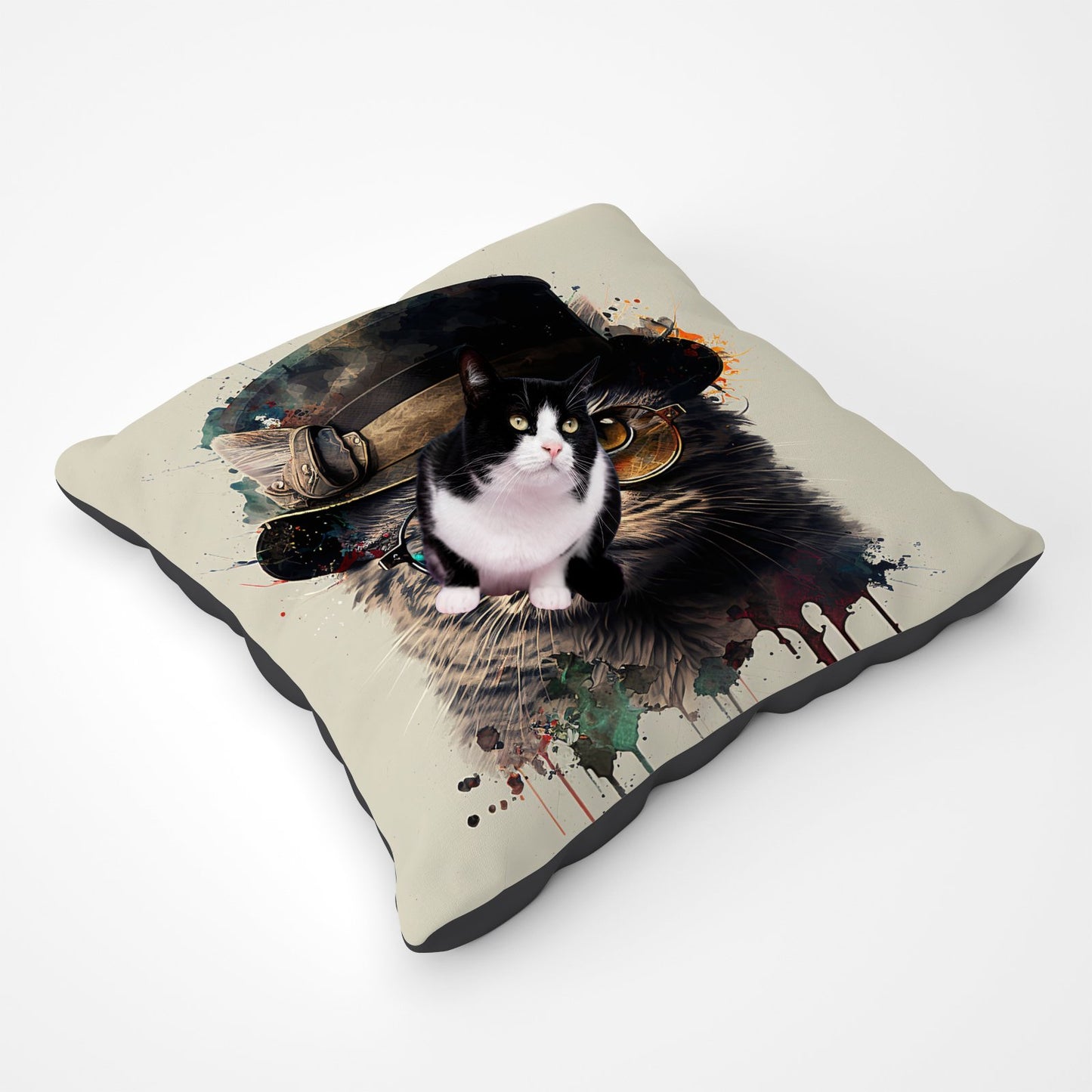 Cat With Glasses And Hat Splashart Pet Bed