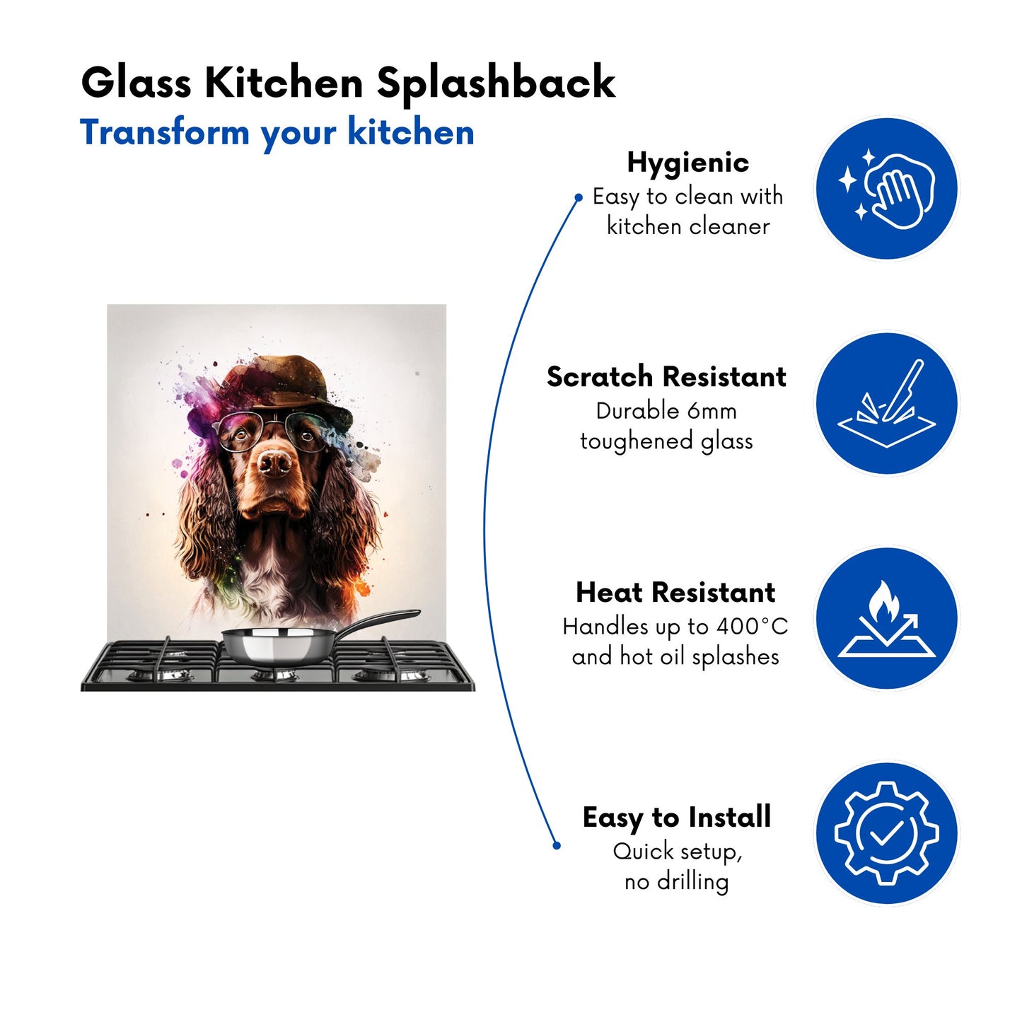 English Cocker Spaniel Splashart Kitchen Splashback