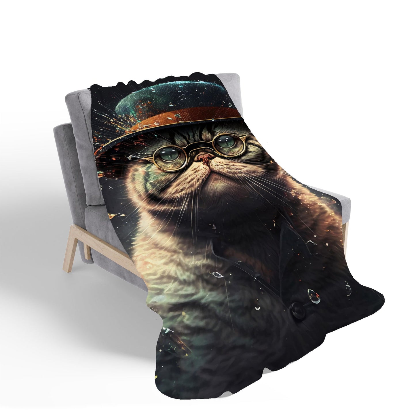 Shorthair Cat Splashart Sherpa Blanket