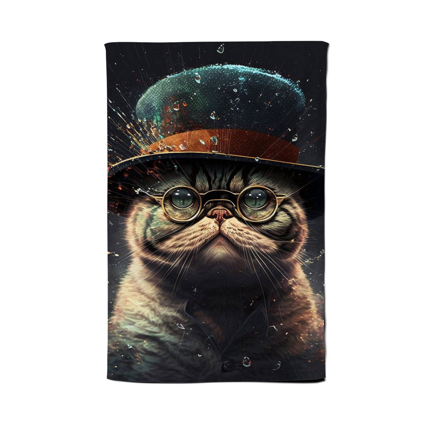 Shorthair Cat Splashart Tea Towel