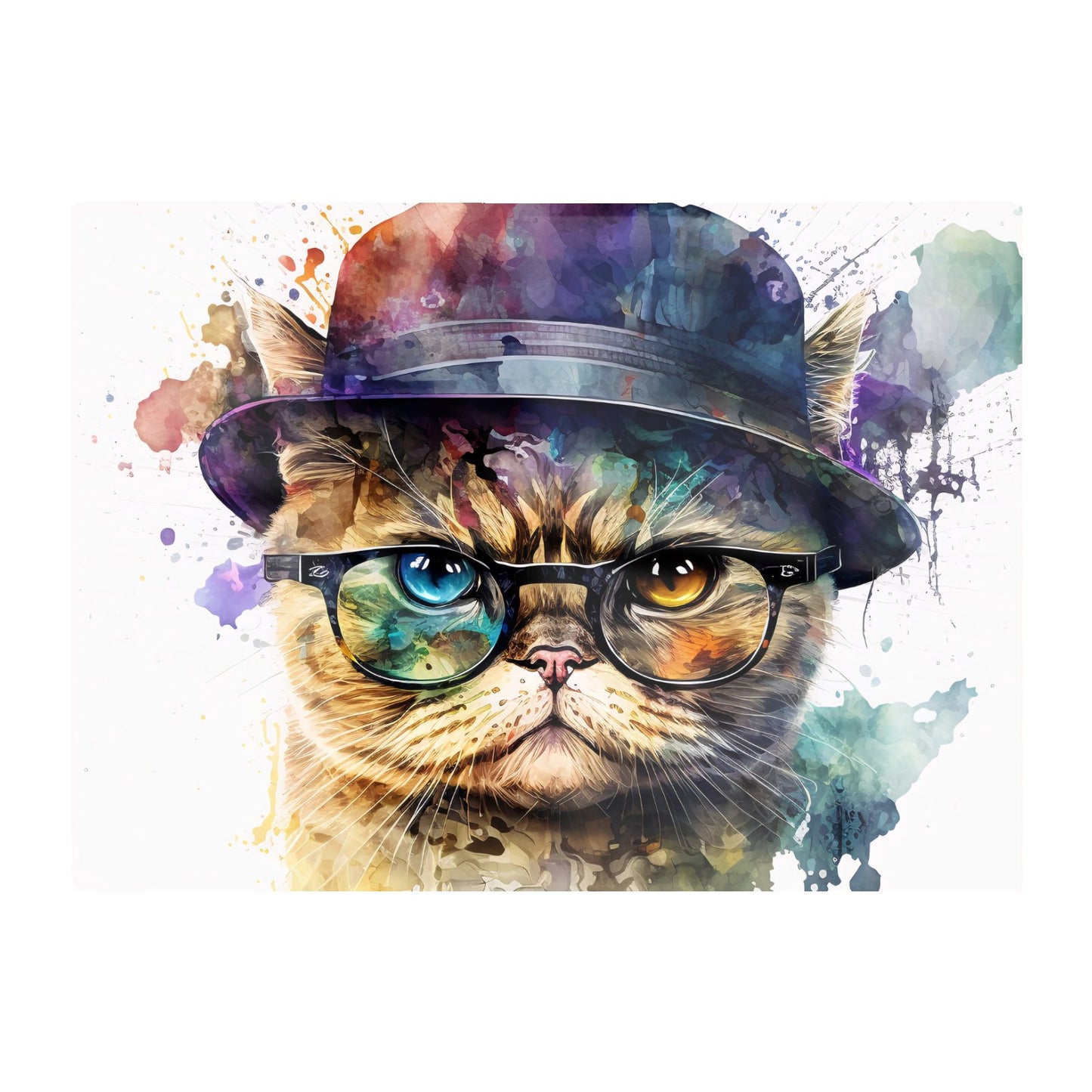 Shorthair Cat With Glasses Splashart Chopping Board