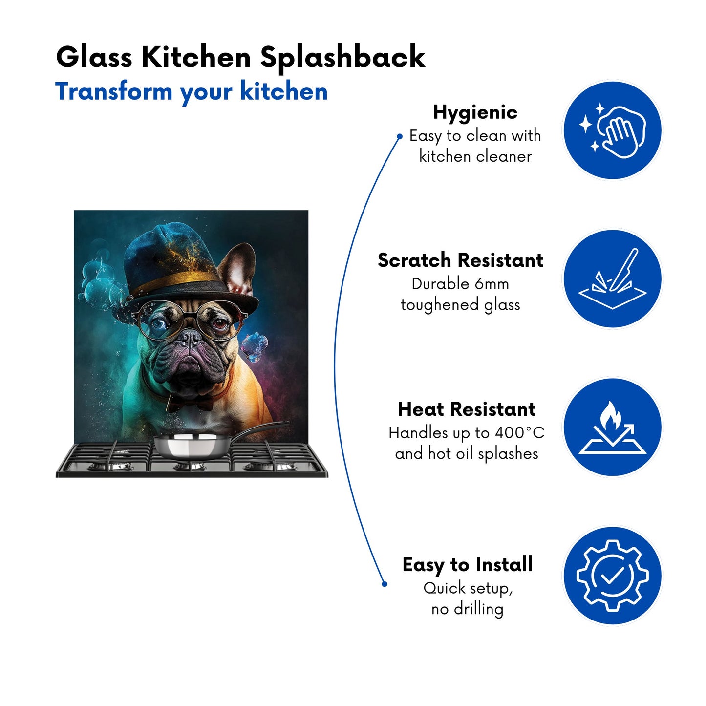 French Bulldog Splashart Kitchen Splashback
