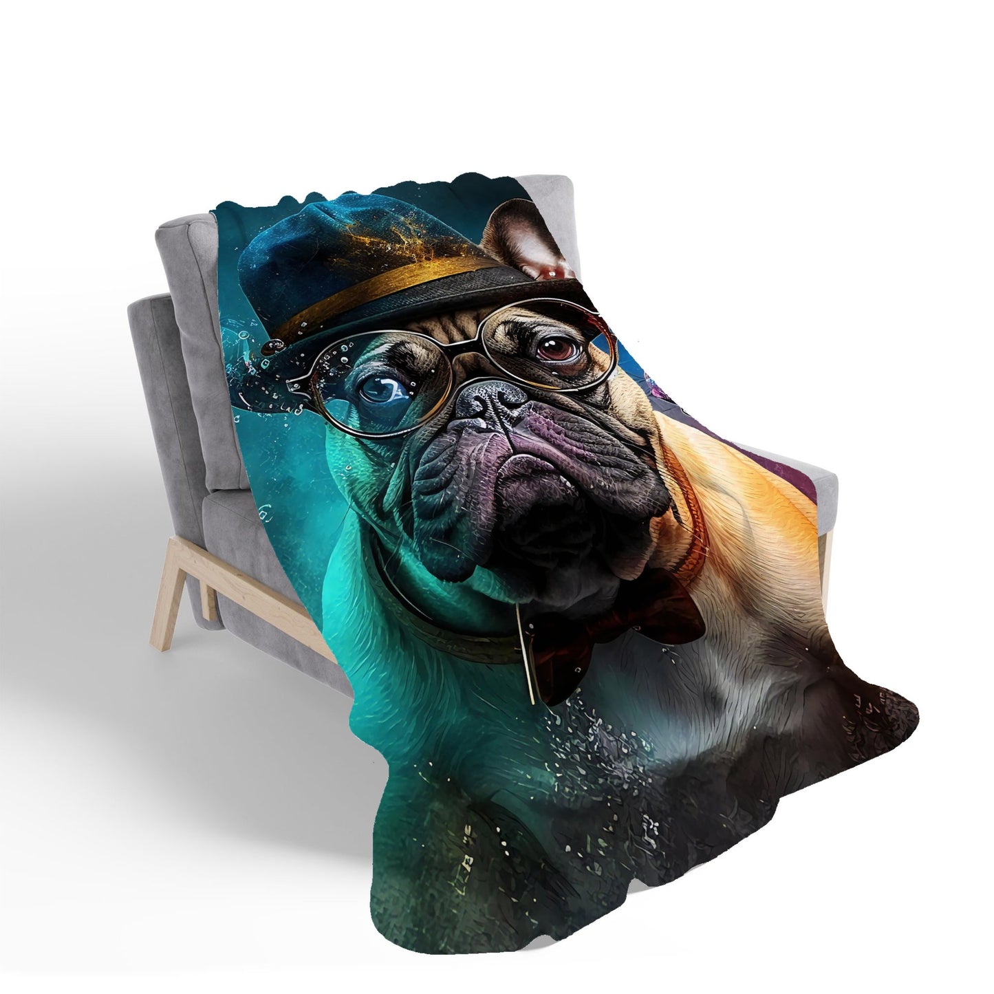 French Bulldog Splashart Sherpa Blanket