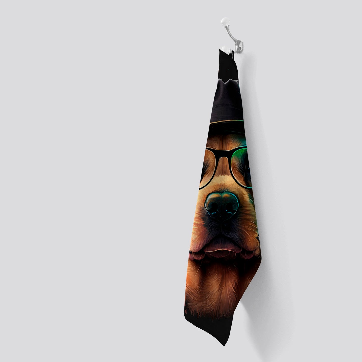 Golden Retriever Dog With Glasses Splashart Tea Towel