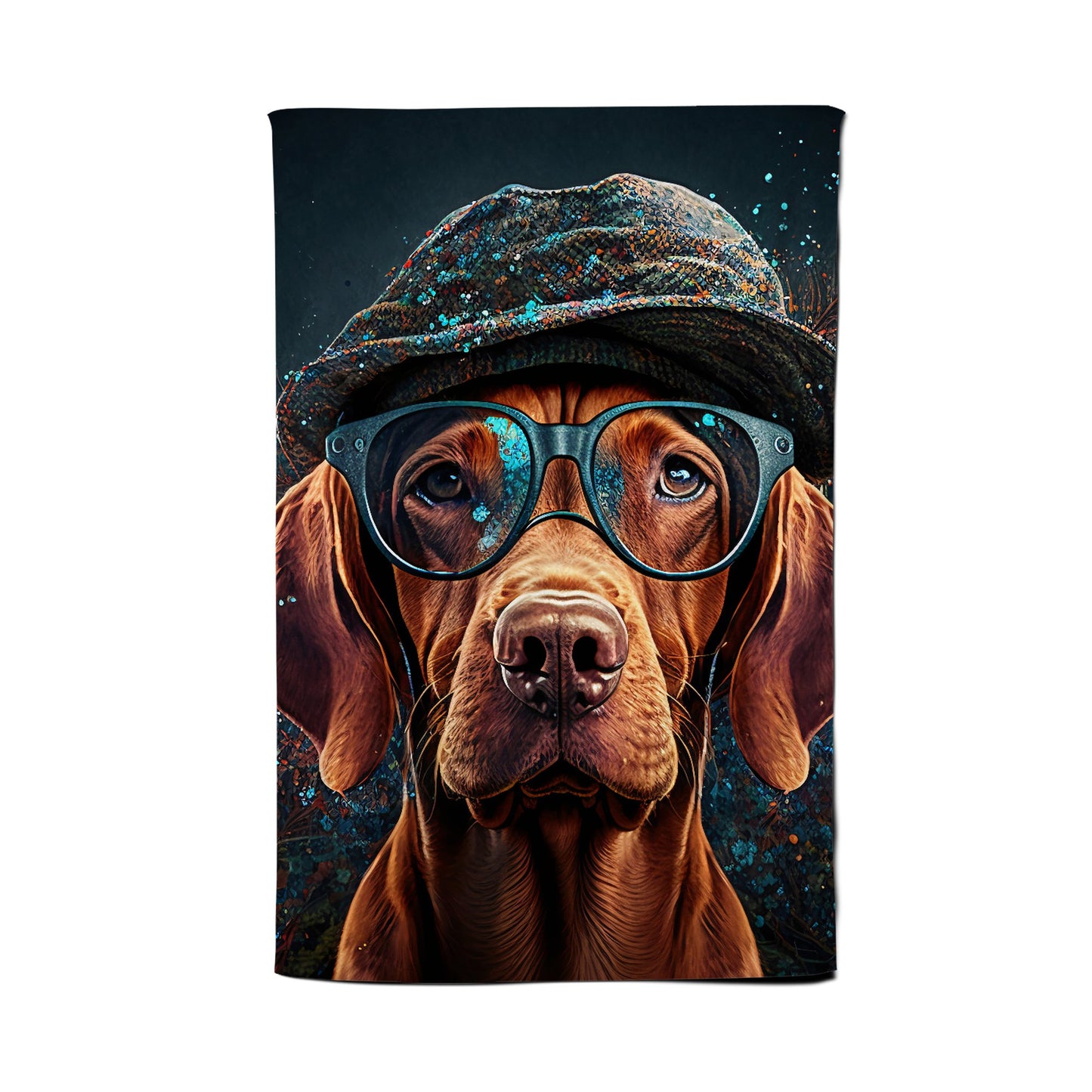 Hungarian Vizsla Dog Splashart Tea Towel