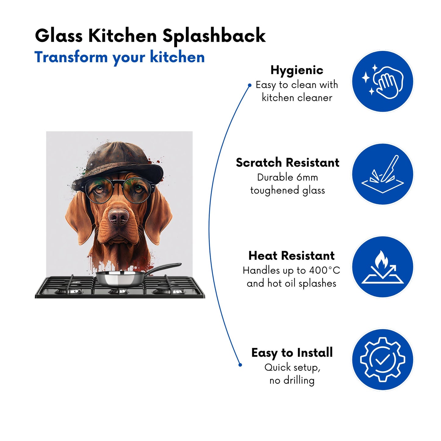 Hungarian Vizsla Dog Splashart Kitchen Splashback