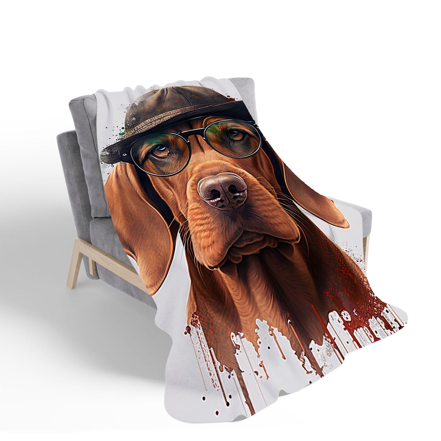 Hungarian Vizsla Dog Splashart Sherpa Blanket