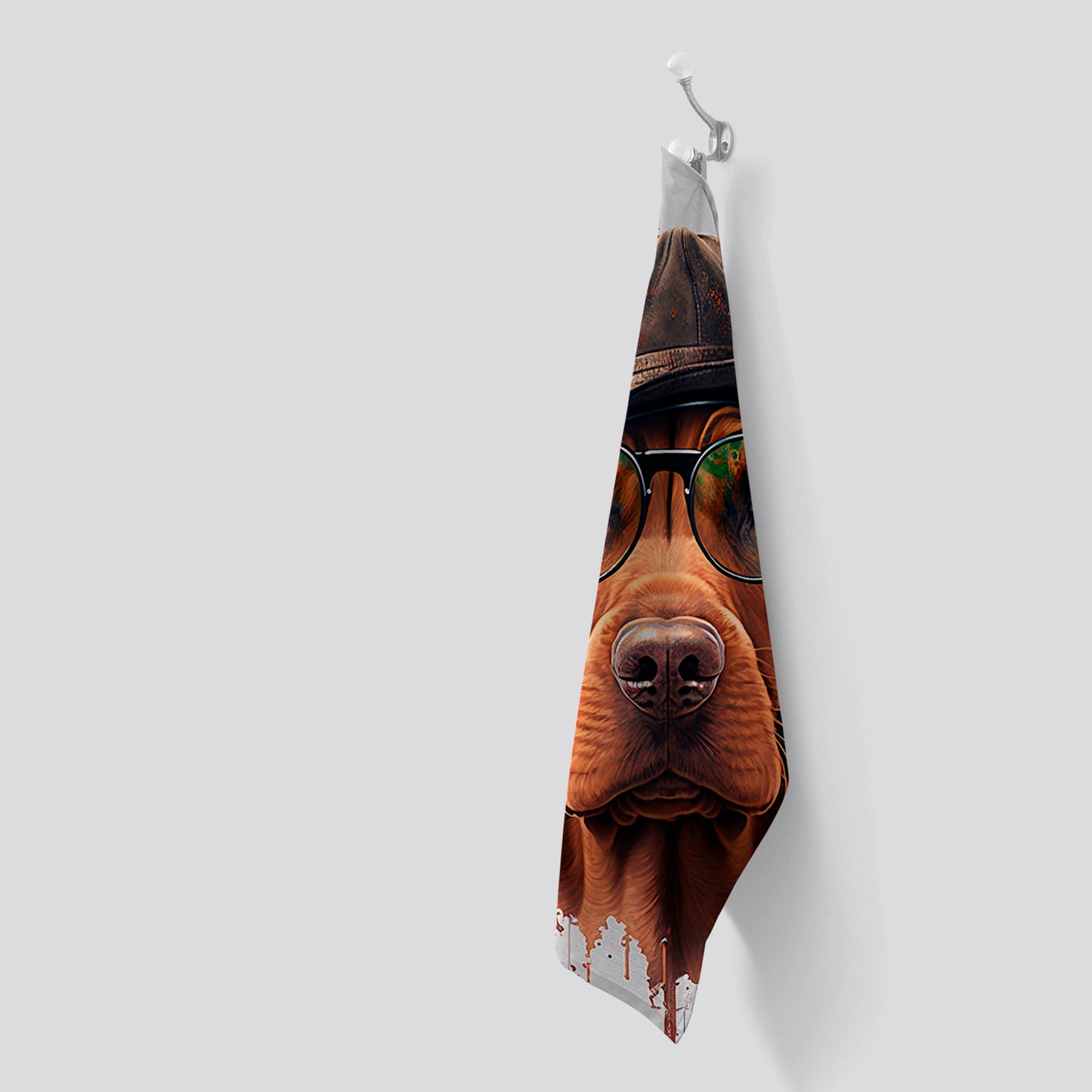 Hungarian Vizsla Dog With Glasses Splashart Tea Towel